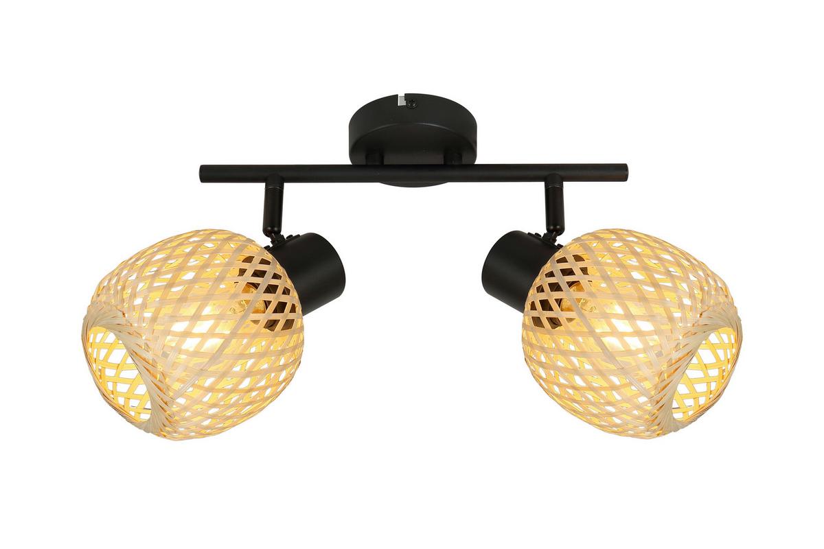 Deckenleuchte Natur Schwarz/Beige max. 5 Watt - Beige/Schwarz, MODERN, Naturmaterialien/Metall (30/12/17cm)