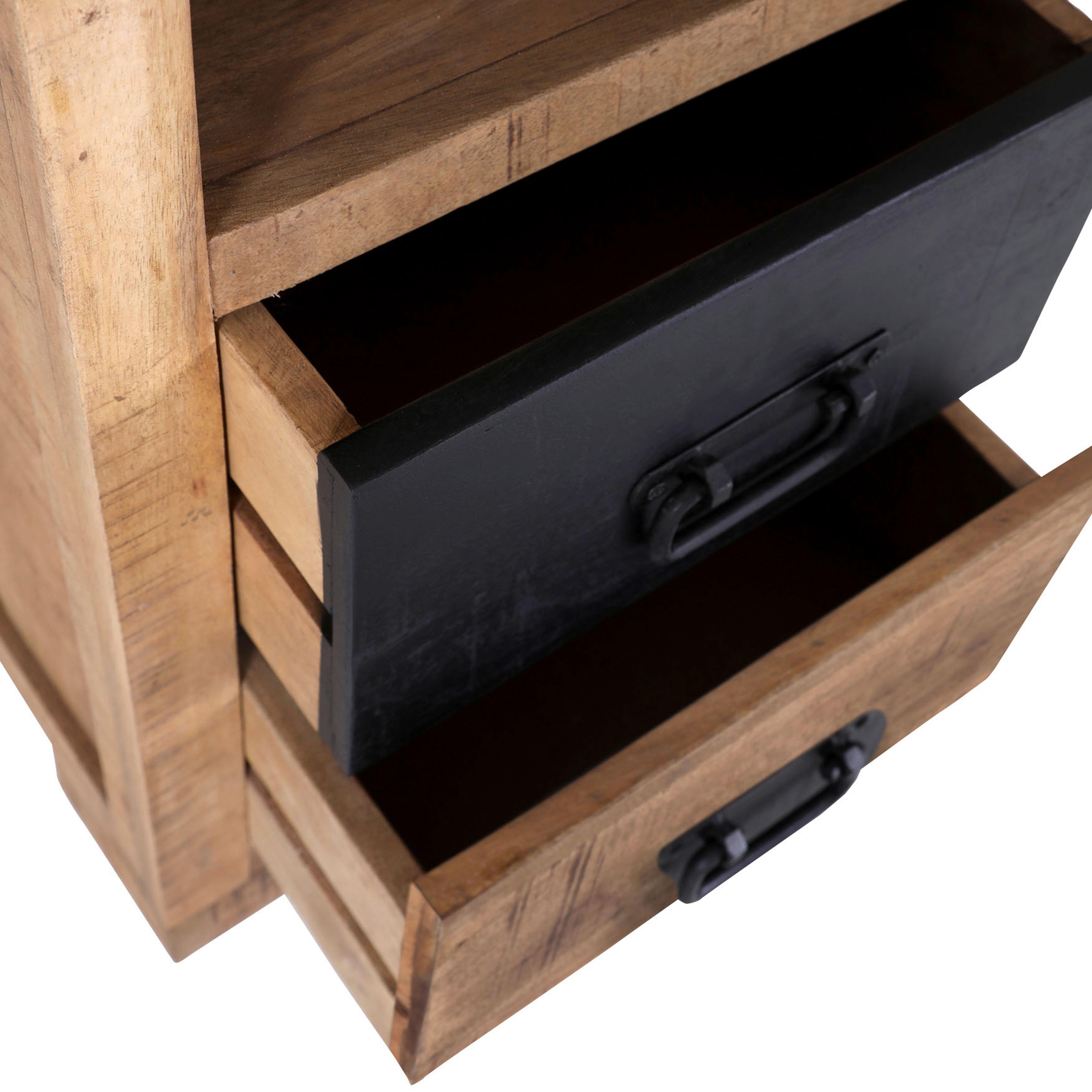 SZAFKA NOCNA BARNEY - kolor naturalny/czarny, Lifestyle, drewno (43/65/38,5cm) - Landscape