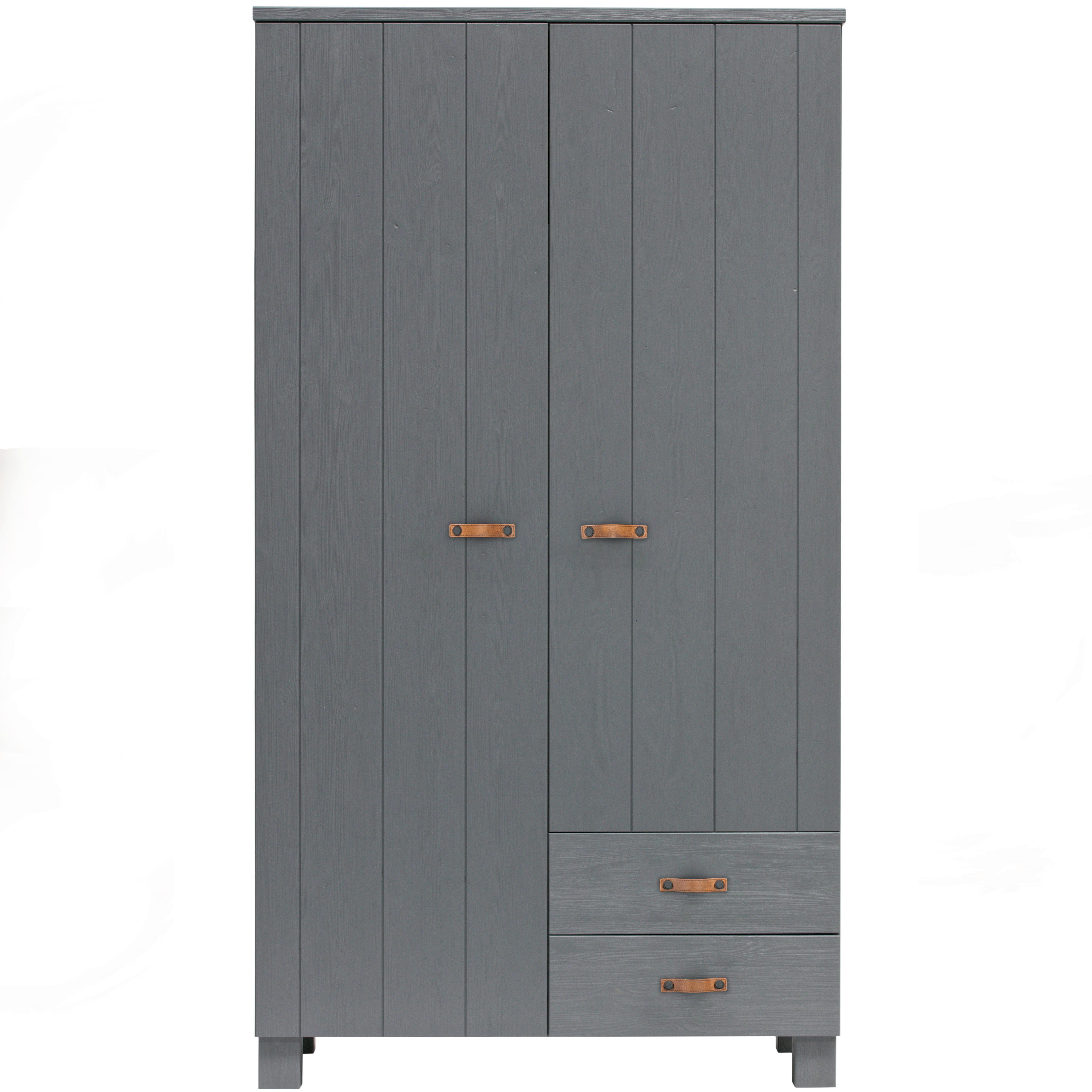 Garderobenschrank Dennis Dunkelgrau/Kupferfarben - Dunkelgrau/Kupferfarben, Design, Leder/Holz (111/202/55cm) - Livetastic