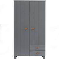 Garderobenschrank Dennis Dunkelgrau/Kupferfarben - Dunkelgrau/Kupferfarben, Design, Leder/Holz (111/202/55cm) - Livetastic