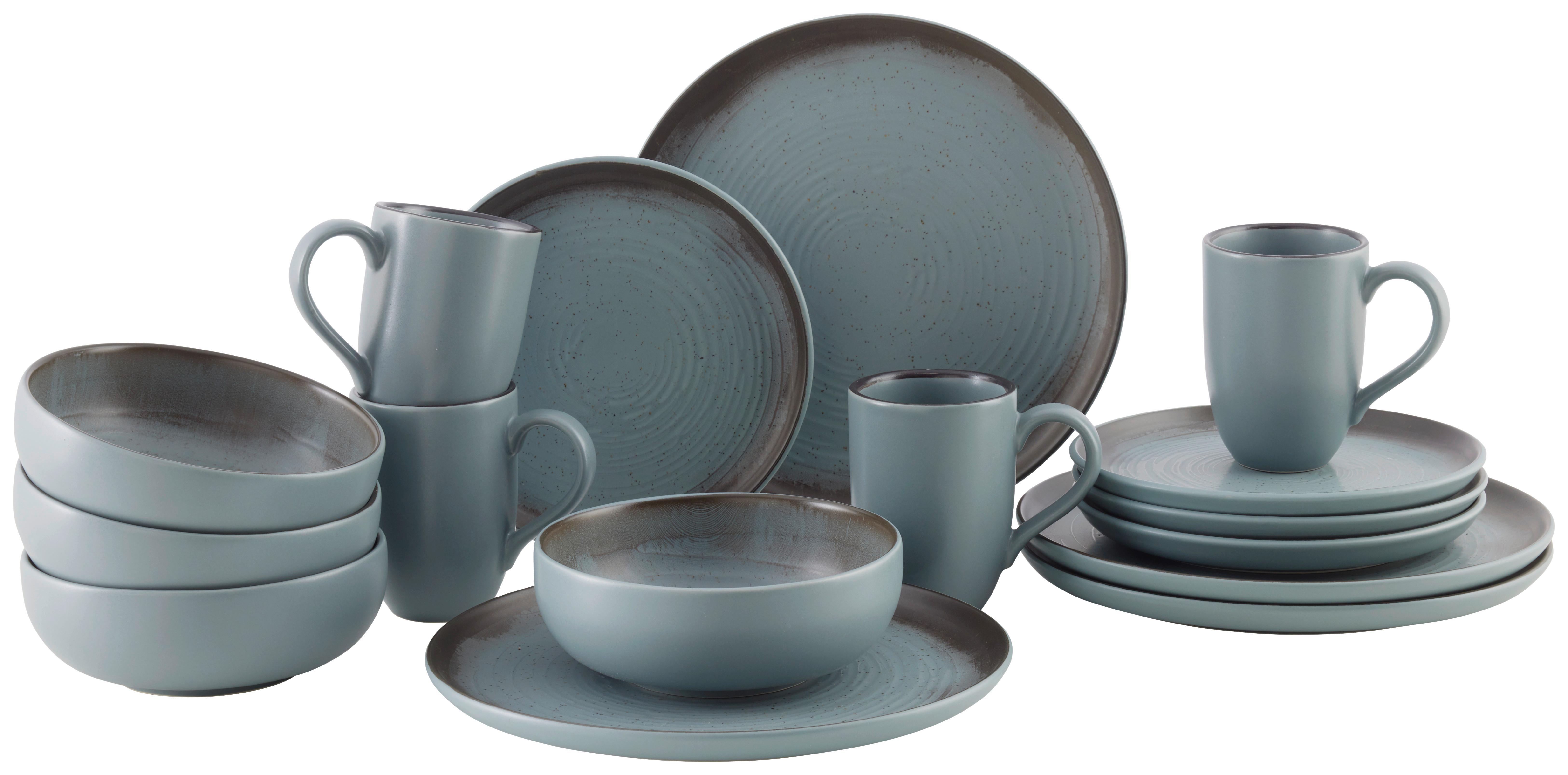 Serviciu de masă complet Gizzy - verde/negru, Modern, ceramică - Mömax