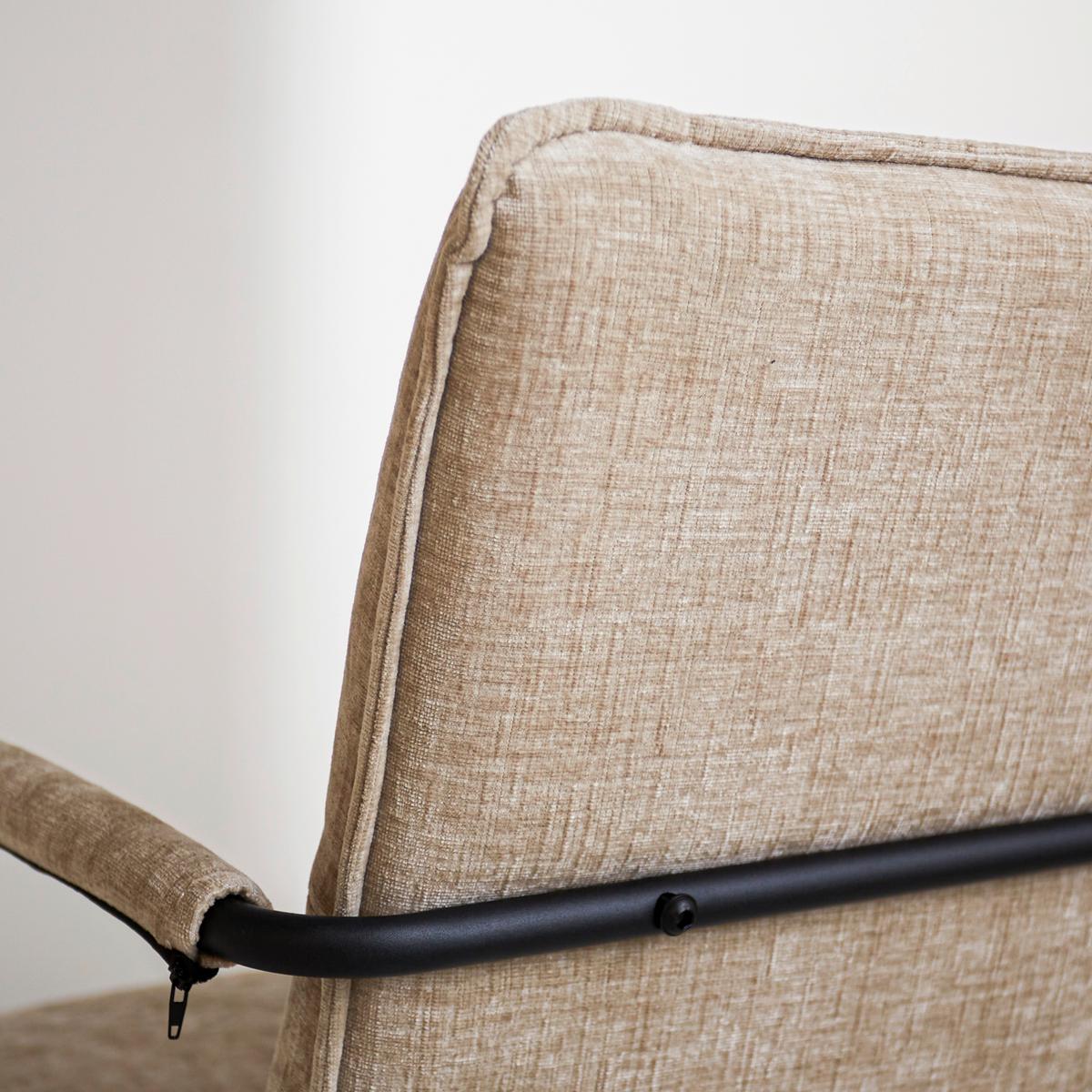 Naslanjač Bilbao, Bež - črna/bež, Moderno, kovina/tekstil (65/80/68cm) - MID.YOU