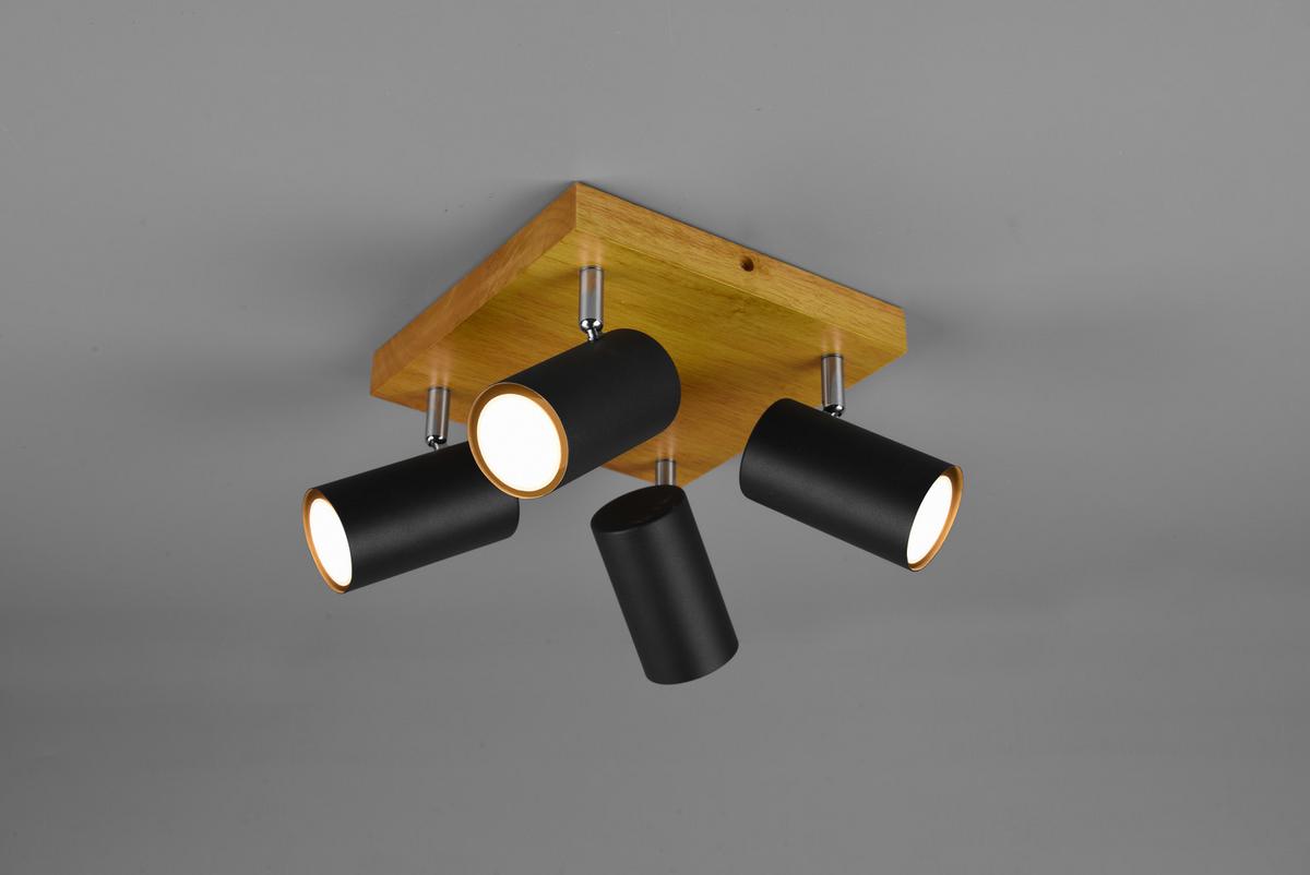 Strahler Spot Maley Schwarz max. 35 Watt - Schwarz, Design, Holz/Metall (22/16/22cm) - Trio Leuchten