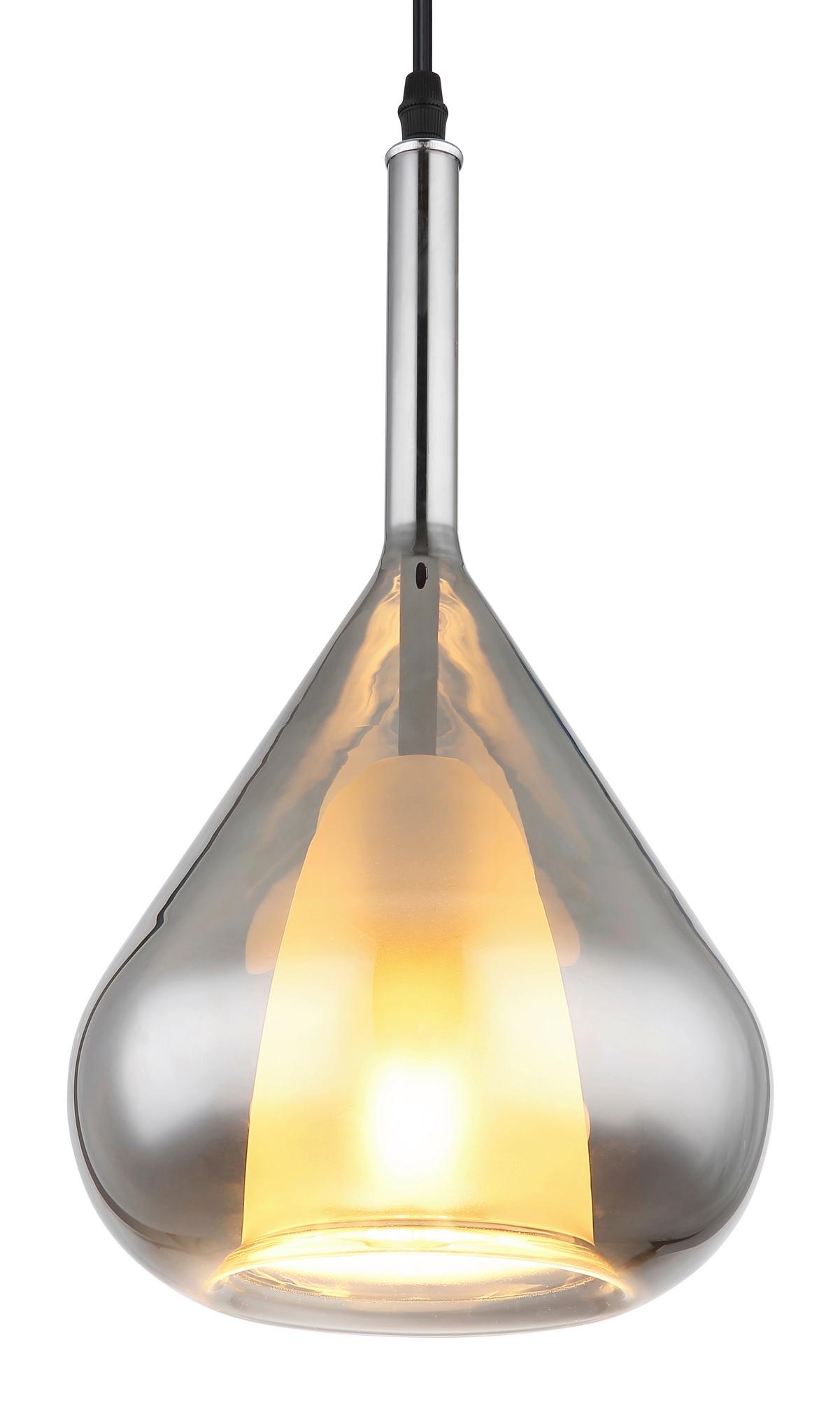 HÄNGELEUCHTE 15542 - Schwarz/Grau, Design, Glas/Metall (20/150cm) - Globo