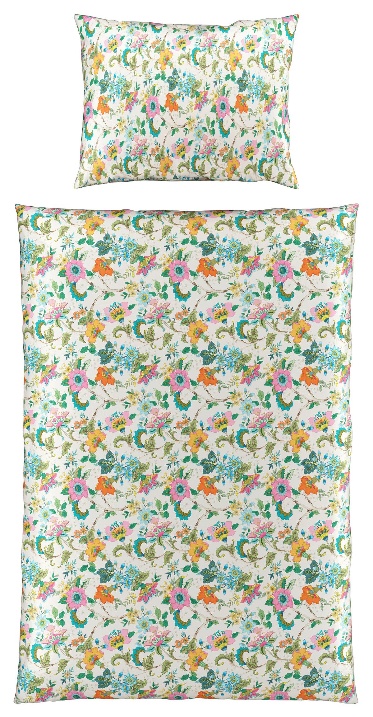 Posteljina Kamia Allover 140x200/60x80 Cm - ružičasta/tirkizna, Romantično / ladanjski, tekstil (140/200cm) - Mömax