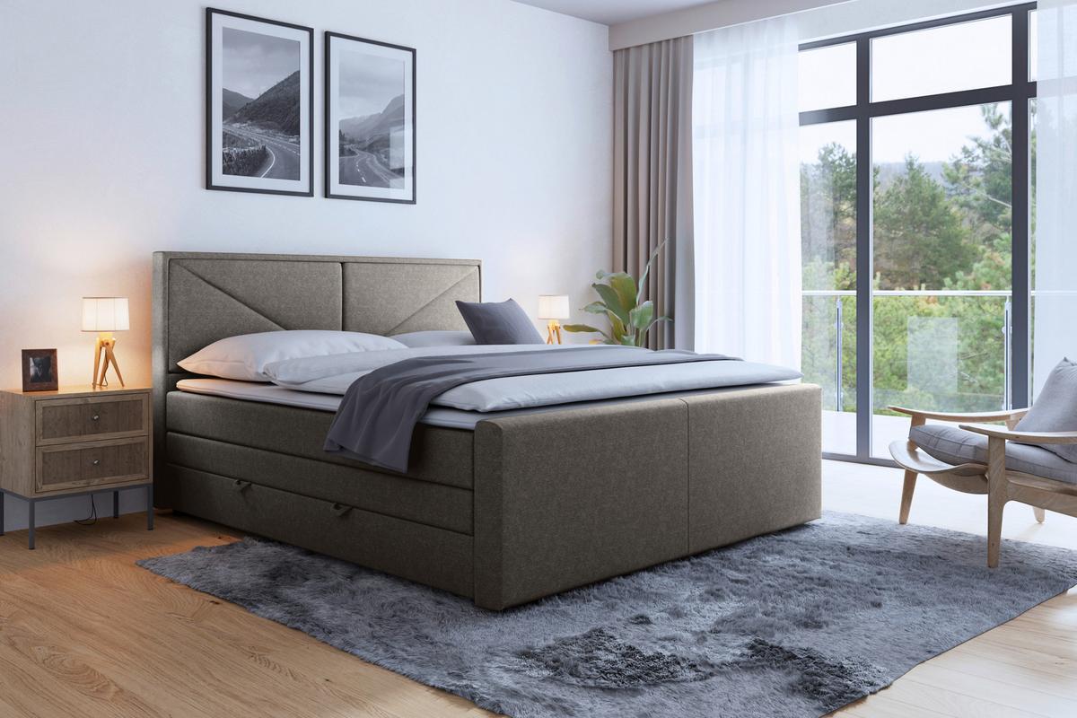 Boxspringbett Lima ca. 180x200 cm Silberfarben - Silberfarben/Schwarz, MODERN, Karton/Holzwerkstoff (180/200cm) - MID.YOU