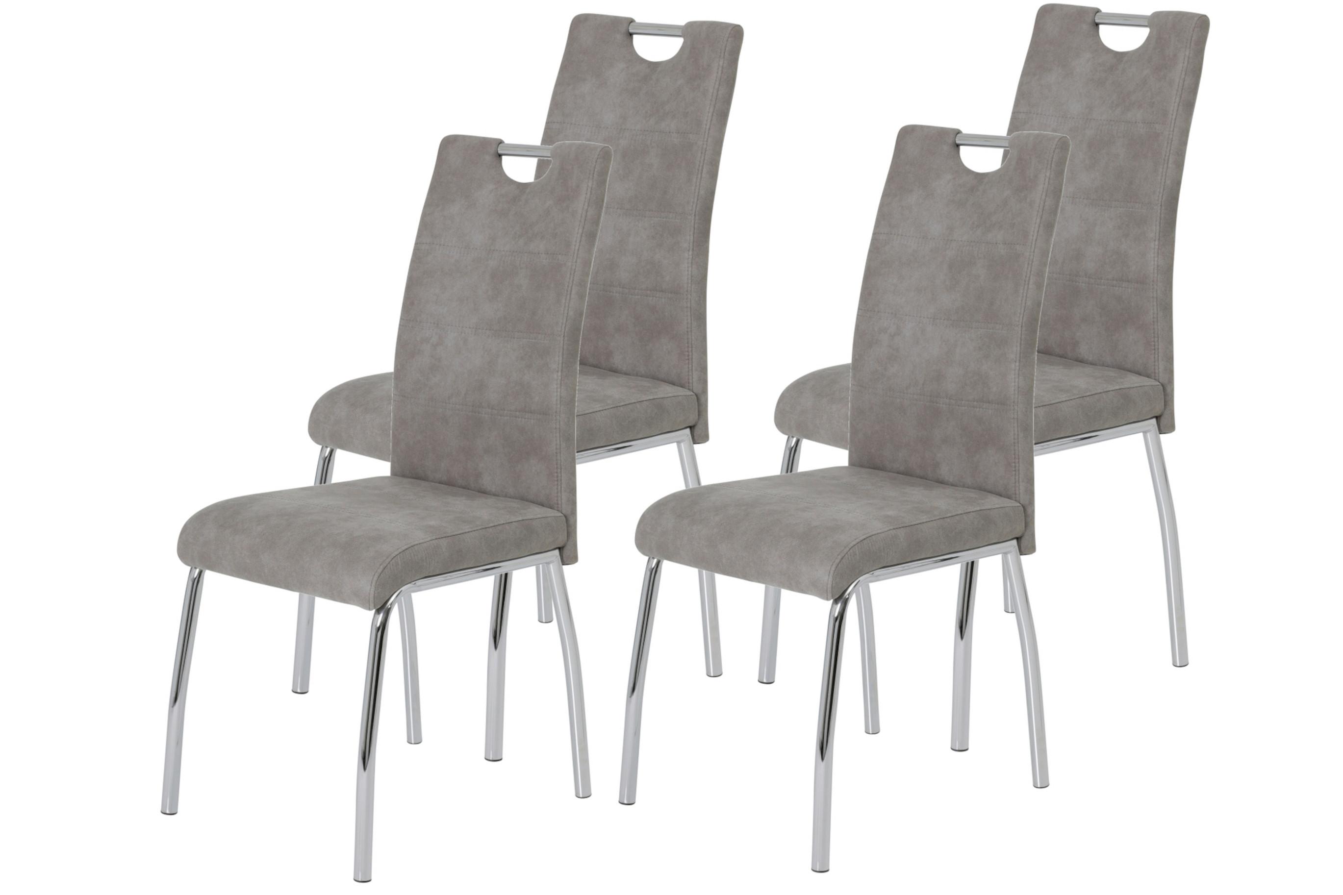 STUHL-SET SUSI II S 4ER-SET - Chromfarben/Grau, MODERN, Textil/Metall (44/98/61cm) - MID.YOU