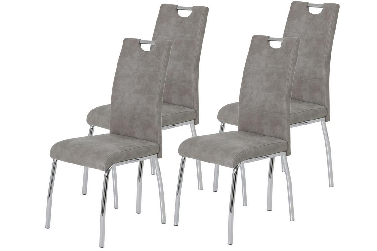 STUHL-SET SUSI II S 4ER-SET - Chromfarben/Grau, MODERN, Textil/Metall (44/98/61cm) - MID.YOU