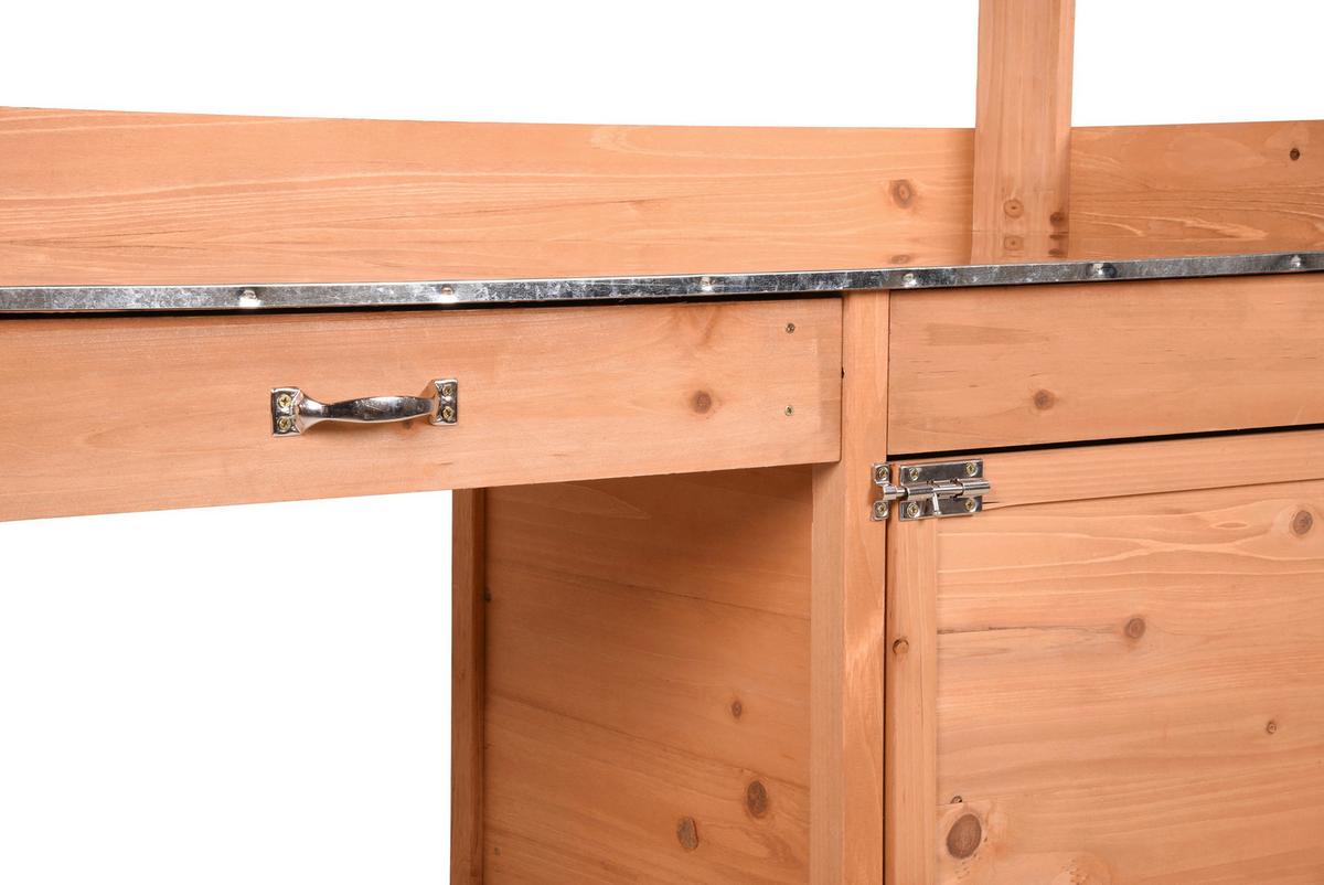 PFLANZTISCH GEWÄCHSHAUS AUS HOLZ - Silberfarben/Braun, MODERN, Holz/Metall (45,5/125/112,3cm) - Gardenson