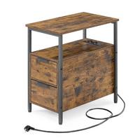 Beistelltisch in Schwarz, Dunkelbraun, inkl. Netzbetrieb - Dunkelbraun/Schwarz, Trend, Holzwerkstoff (60/61/35cm) - MID.YOU