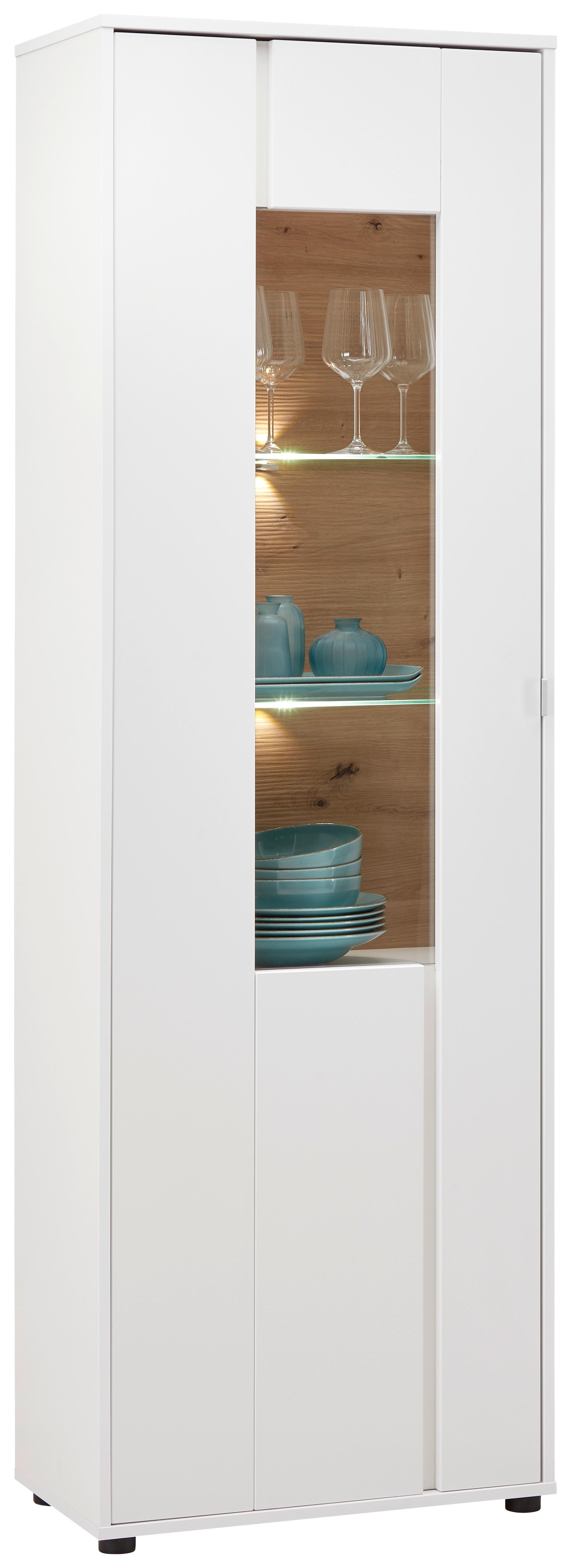 Vitrine in Weiss/Eiche Artisan - Chromfarben/Weiss, Modern, Glas/Holzwerkstoff (64/198/38cm) - Mömax