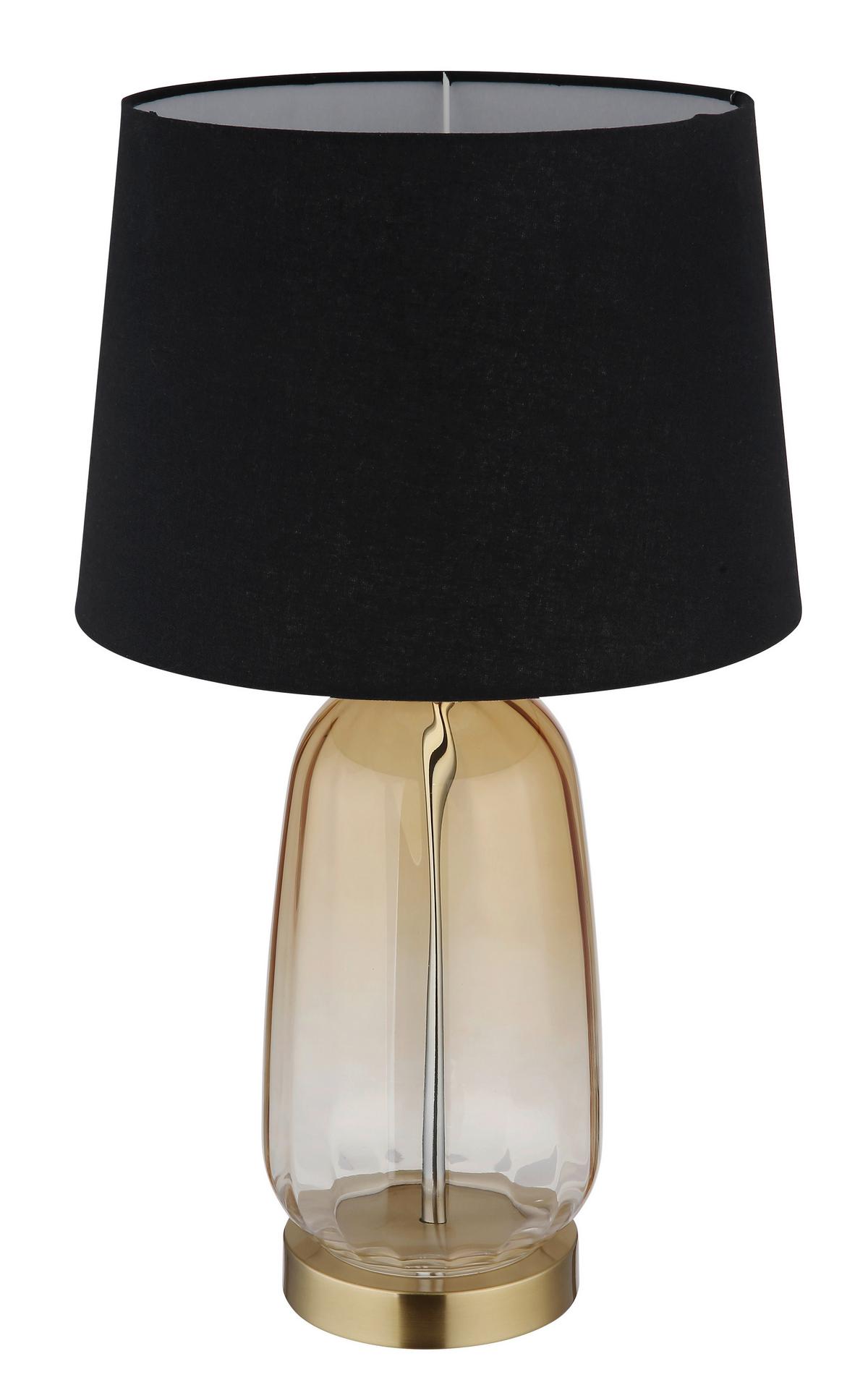 Tischleuchte Classy Messingfarben max. 40 Watt - Klar/Messingfarben, KONVENTIONELL, Glas/Textil (30/52cm) - Globo
