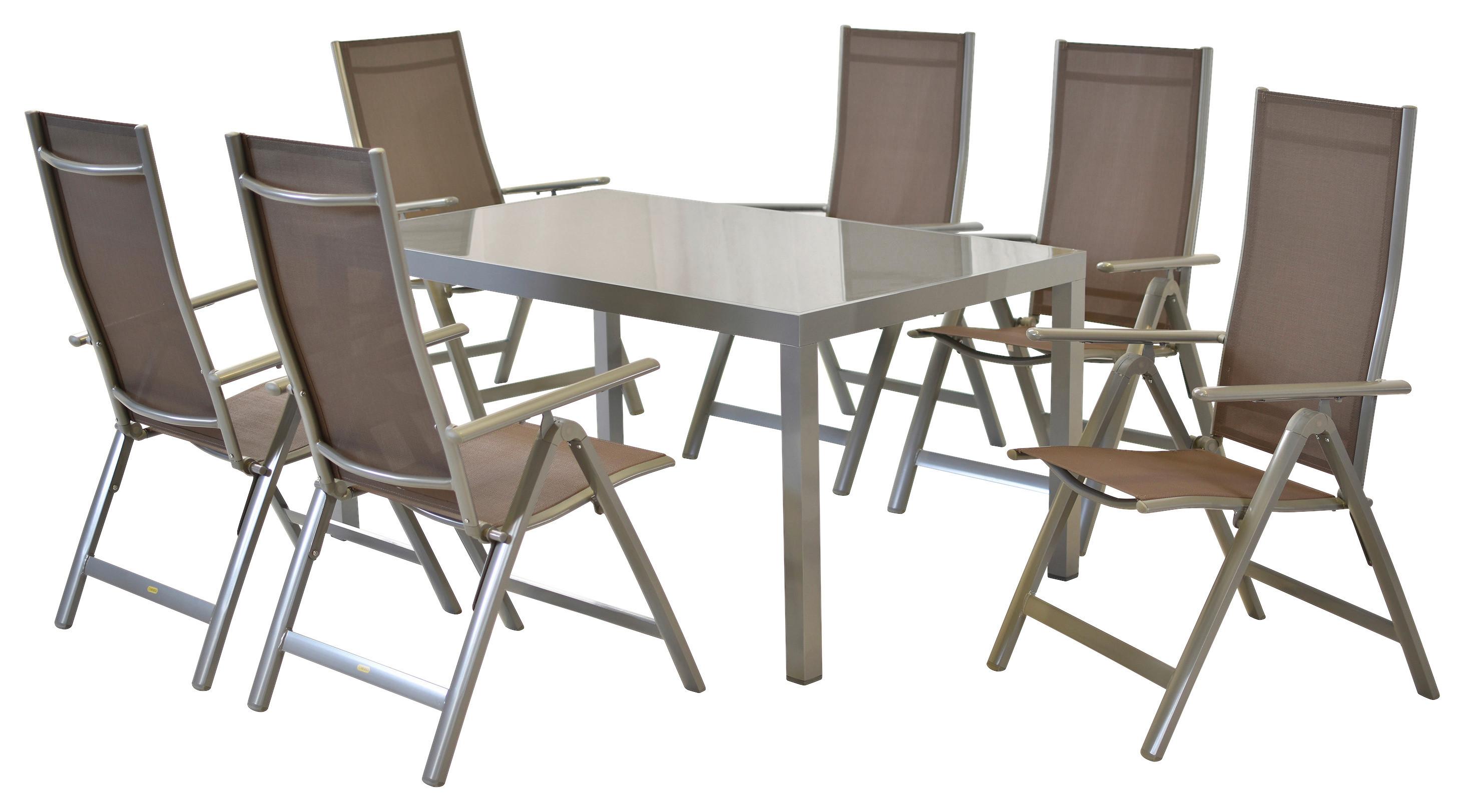 Vrtni Set Carrara, 7-Delni - srebrne barve/rjavosiva, Moderno, kovina/tekstil - Gardenson