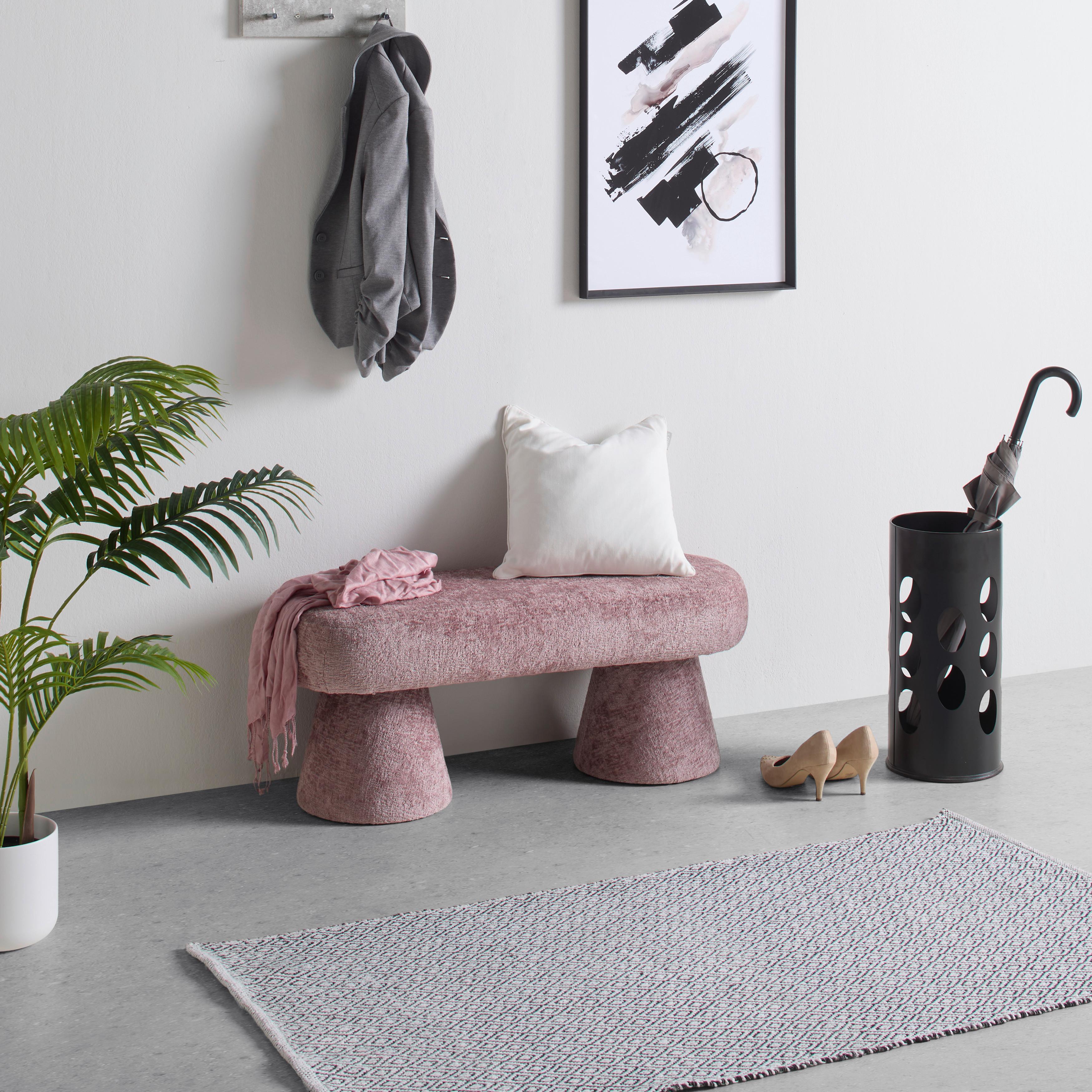 Sitzbank Monty Chenille Hellrosa - Rosa, ROMANTIK / LANDHAUS, Holzwerkstoff/Textil (98/37/40cm) - Premium Living