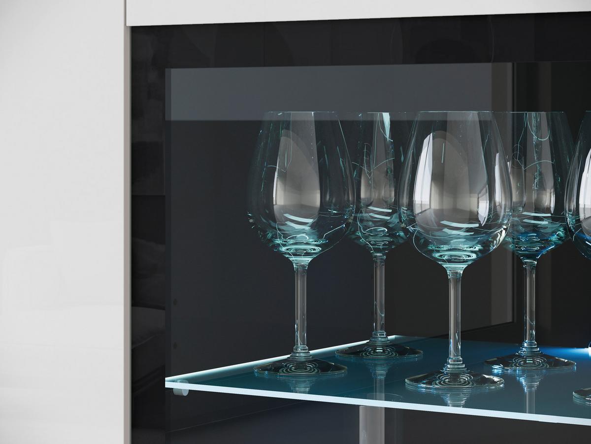 Visoka Komoda Vera 120, Antracit, Bela, Led - siva/bela, Trend, umetna masa/steklo (120/103,3/39,5cm) - P & B