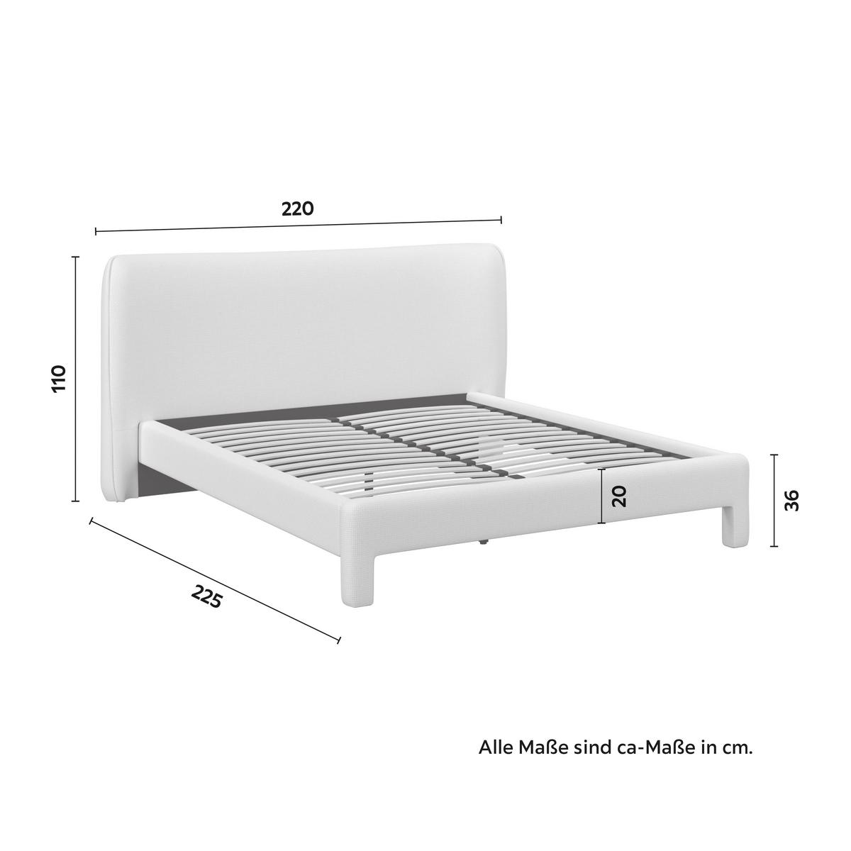 Polsterbett Valion Elfenbein ca. 160x200 cm - Elfenbein/Eichefarben, MODERN, Holz/Textil (160/200cm) - Bessagi Home