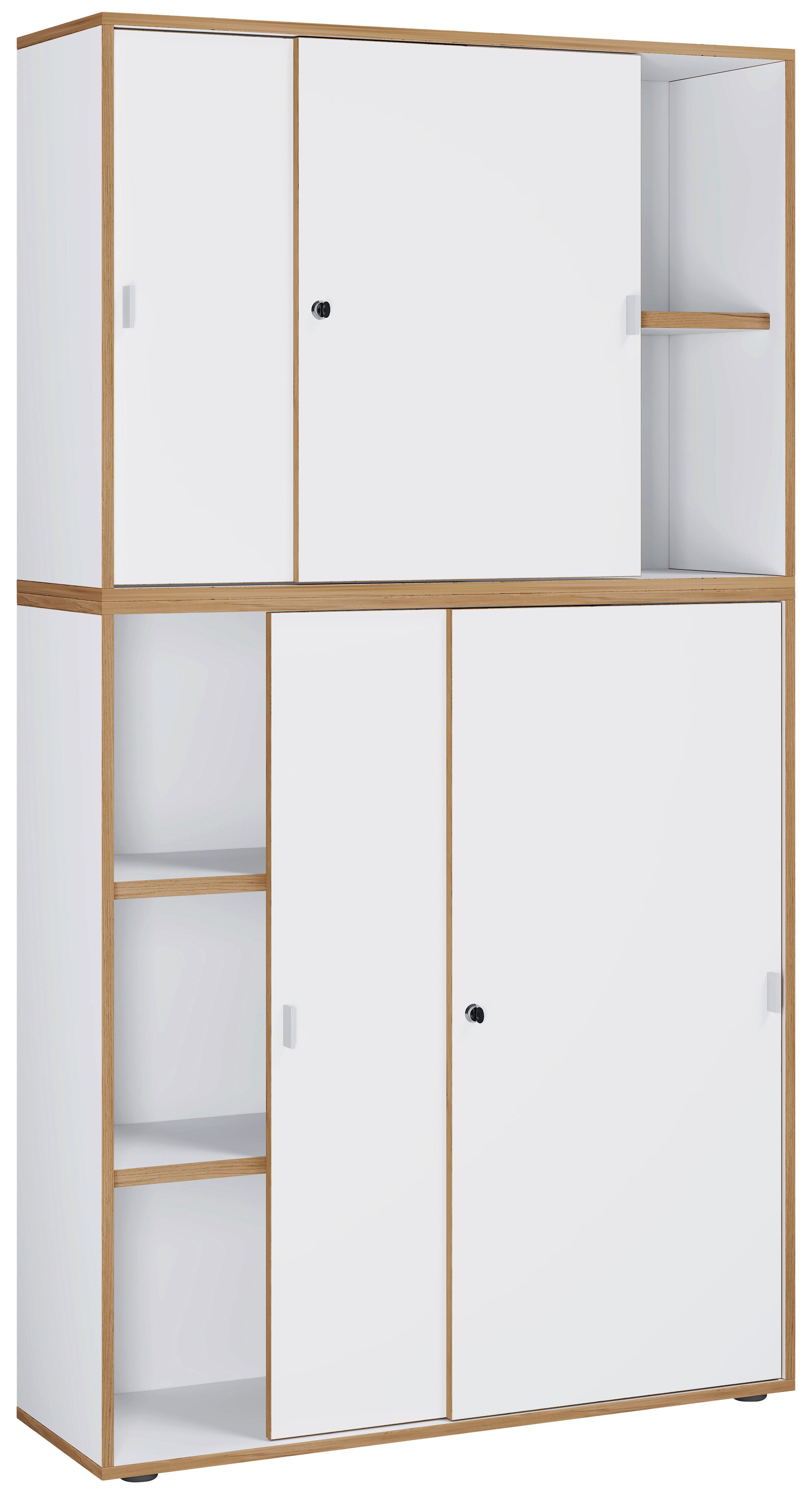 Arhivska Omara Salia B100, Bela, Barva Hrasta - bela/medeni hrast, Design, leseni material (100/183/37cm) - P & B