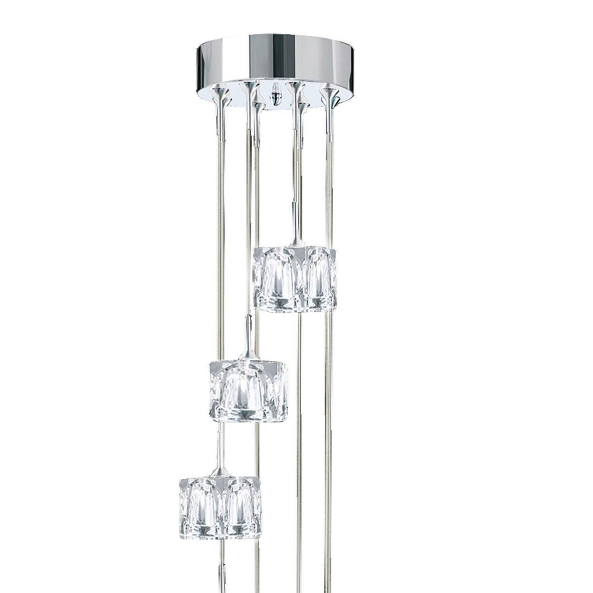 LED Függőlámpa Ice Cube 6778-8-LED - krómszínű, Design, üveg/fém (20/150cm)