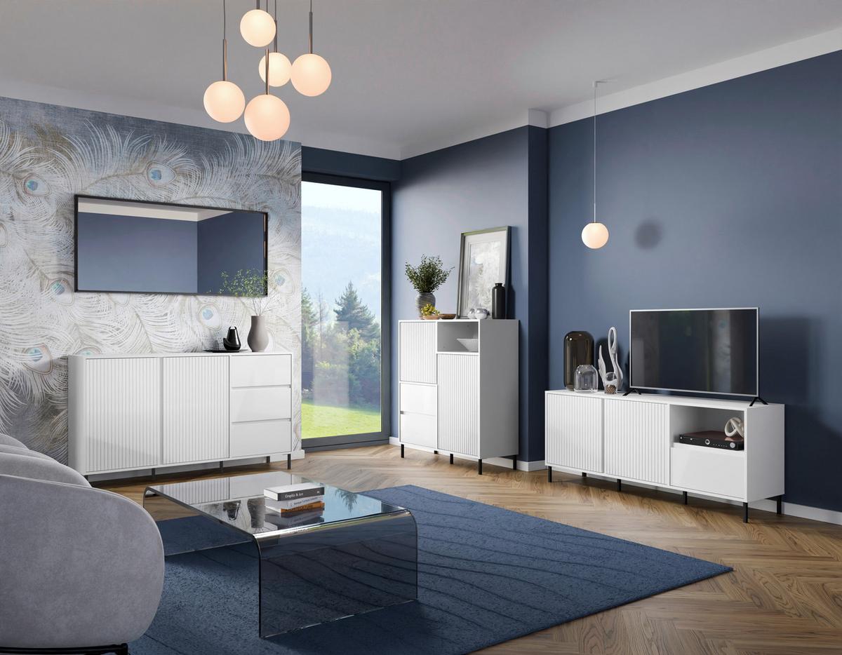 Tv-element Avenale, Bela - črna/bela, Trend, kovina/leseni material (157,8/65,4/40cm)