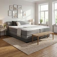 Boxspringbett Sevilla In Grau - Schwarz/Grau, Konventionell, Holz/Kunststoff (180/200cm) - Premium Living