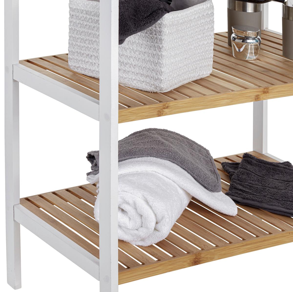 Regal Bambu, Bela, Bambus - bela/rjava, Moderno, leseni material/les (70/110/33cm)