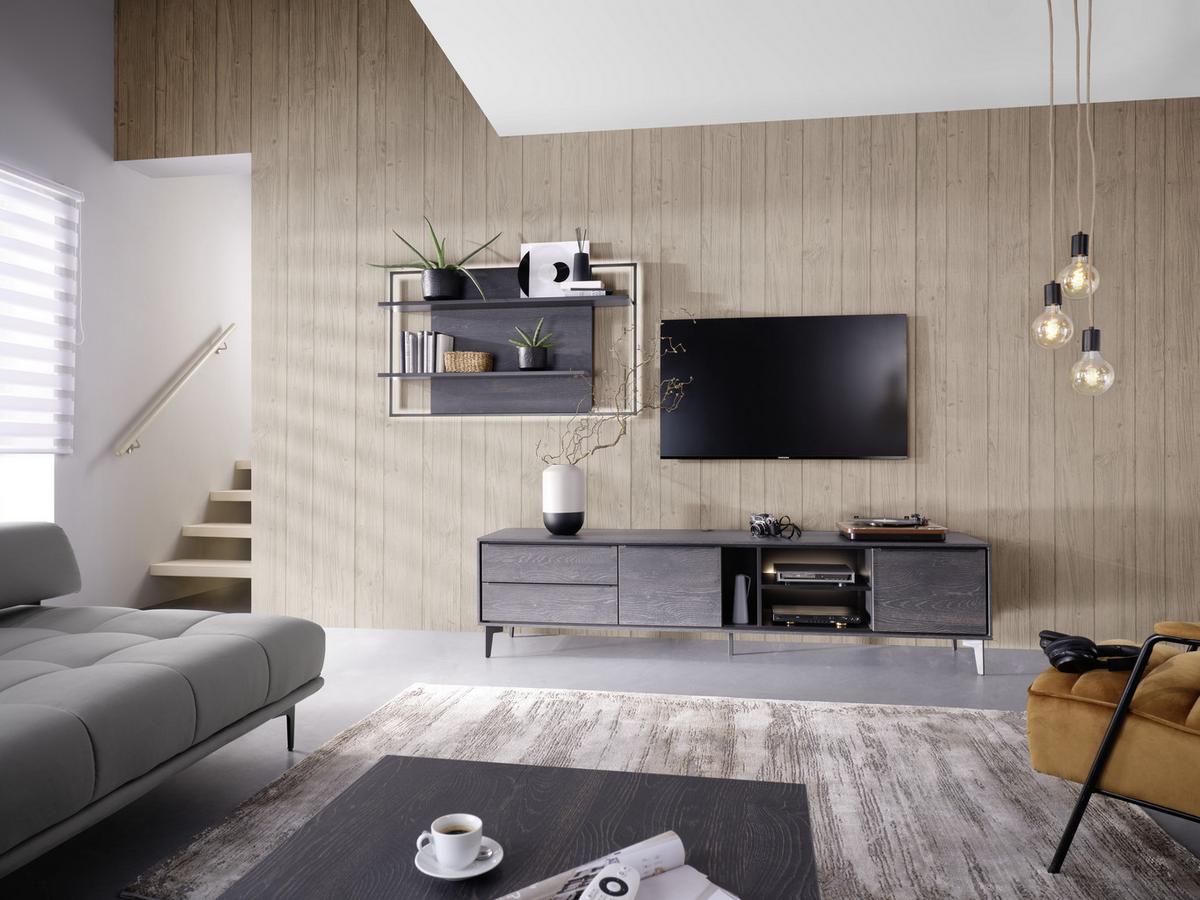 Wandpaneel in Anthrazit - Anthrazit, Modern, Holzwerkstoff (129/75/25cm) - Premium Living