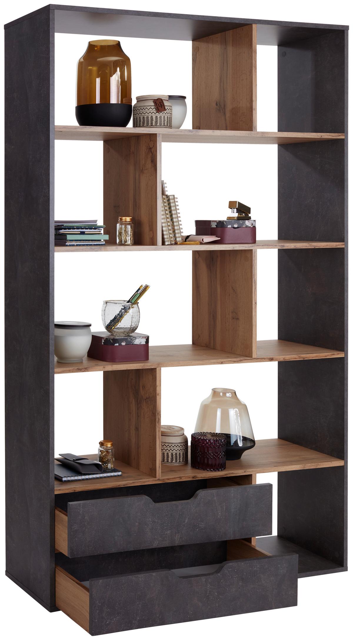 Mobilier despărțitor Roberto - culoare lemn stejar/gri, Modern, material pe bază de lemn (110/185/32cm) - Modern Living