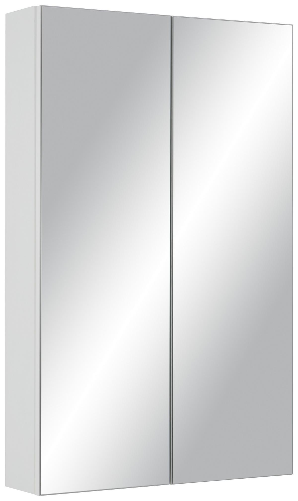 Dulap cu oglindă Luna - alb, Modern, sticlă/material pe bază de lemn (60/95/15cm) - Based