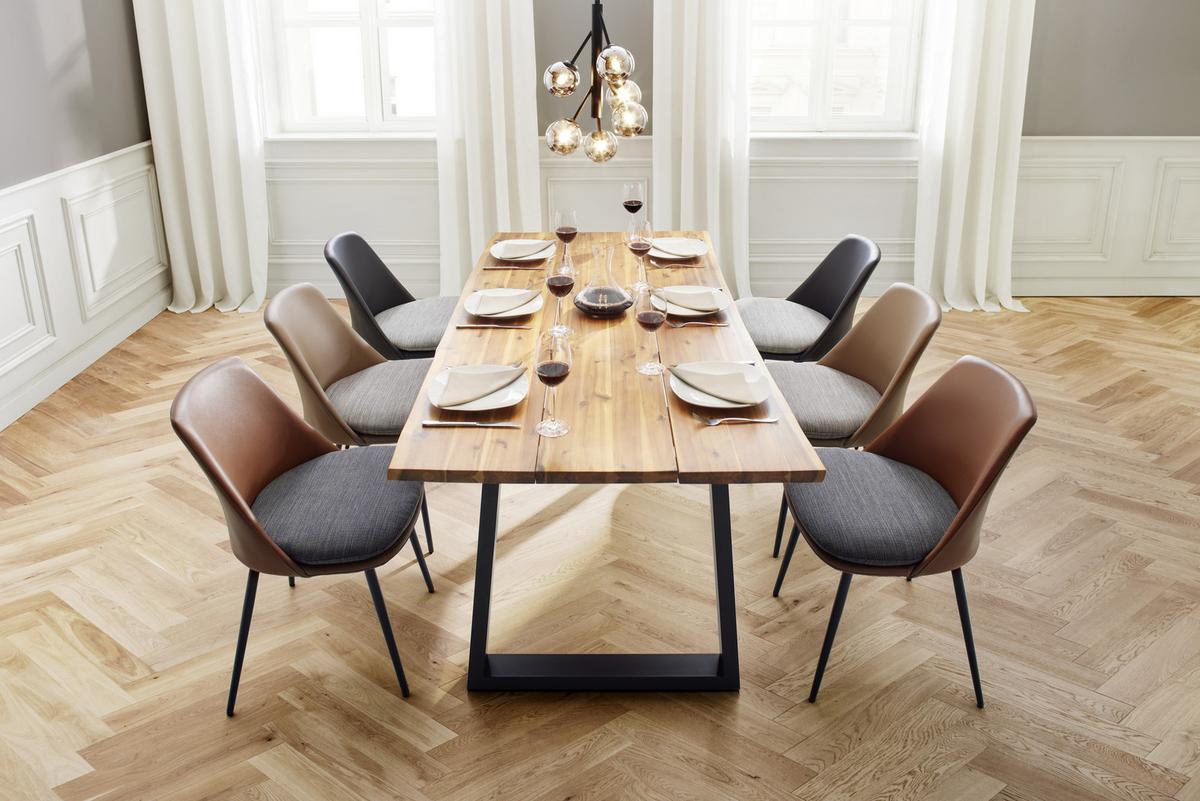 KRZESŁO BIANCA - ciemnoszary/czarny, Modern, skóra/tworzywo sztuczne (50,5/79,5/54,5cm) - Bessagi Home