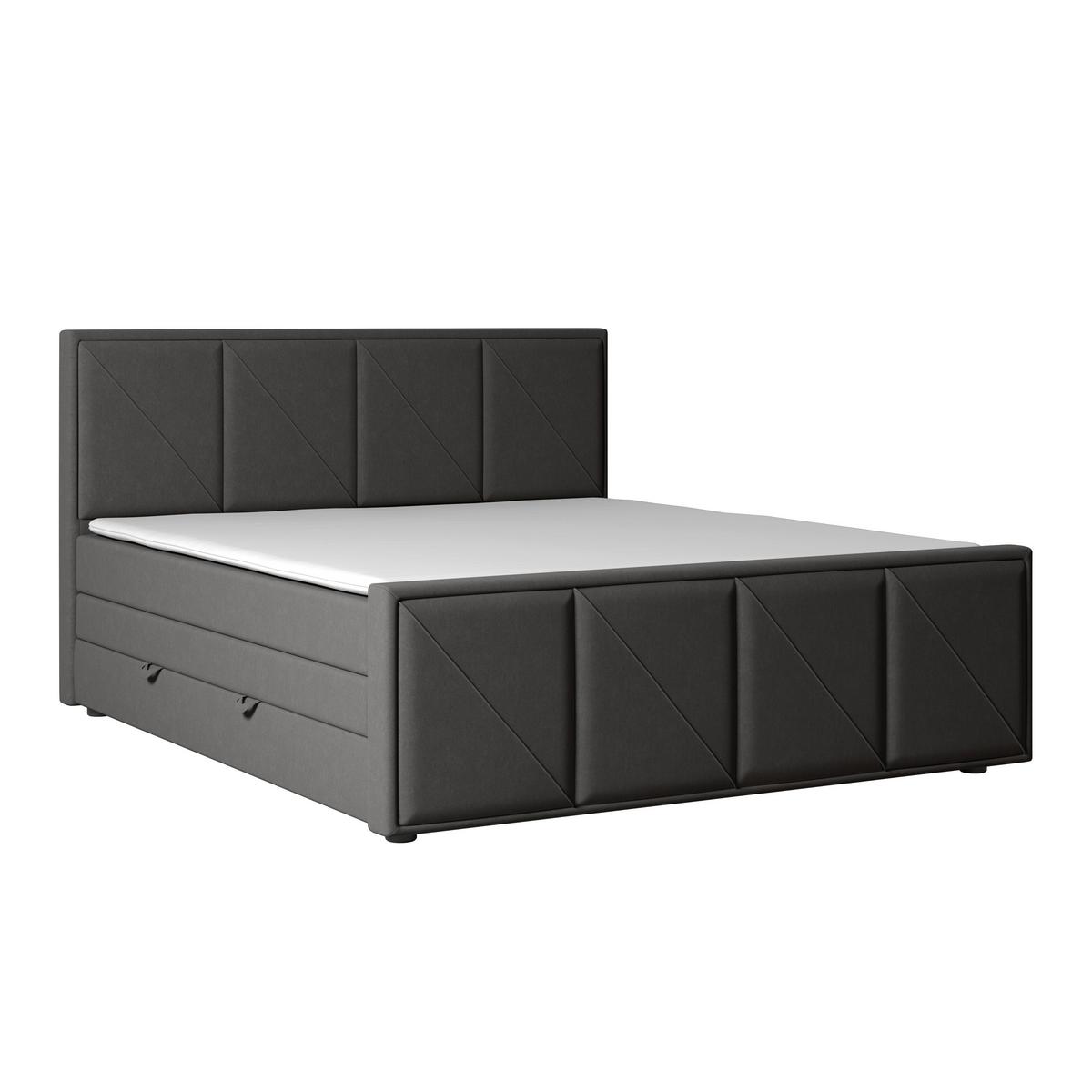 Boxspringbett Oslo ca. 180x200 cm Anthrazit - Anthrazit/Schwarz, MODERN, Karton/Holzwerkstoff (180/200cm) - MID.YOU