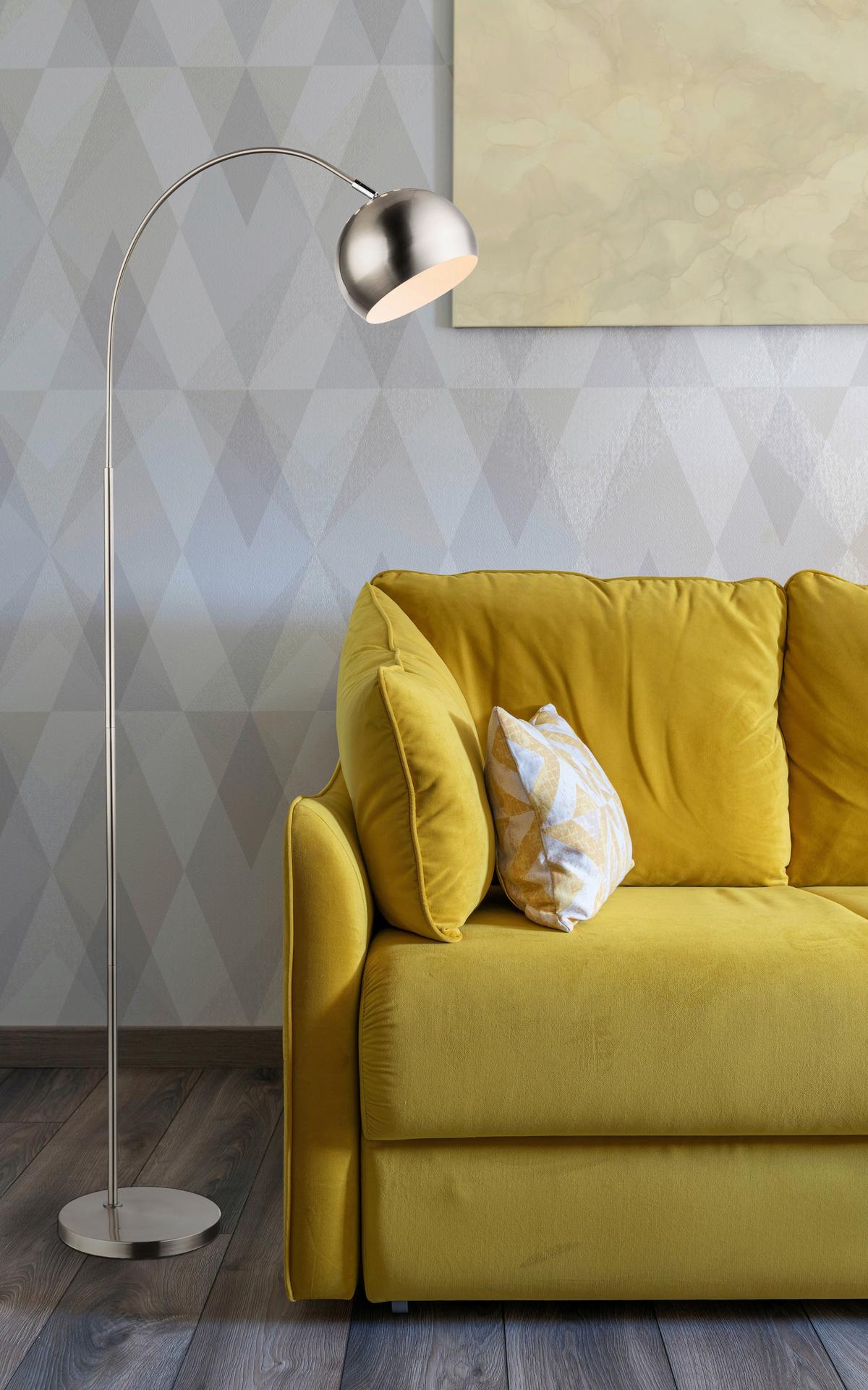LAMPA STOJĄCA 24779N BENNO - biały/kolor niklowy, Basics, tworzywo sztuczne/metal (46/25/150cm) - Globo
