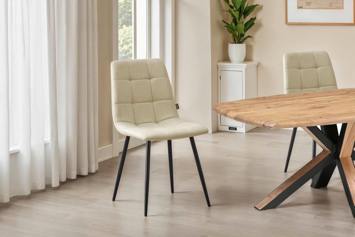 KRZESŁO EMPOLI - beżowy/czarny, Modern, metal/drewno (45/86/55cm) - Livetastic