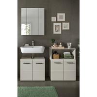 Badezimmer Ice Kaschmir 3-teilig - Kaschmir/Schwarz, Trend, Glas/Holzwerkstoff (120cm) - MID.YOU
