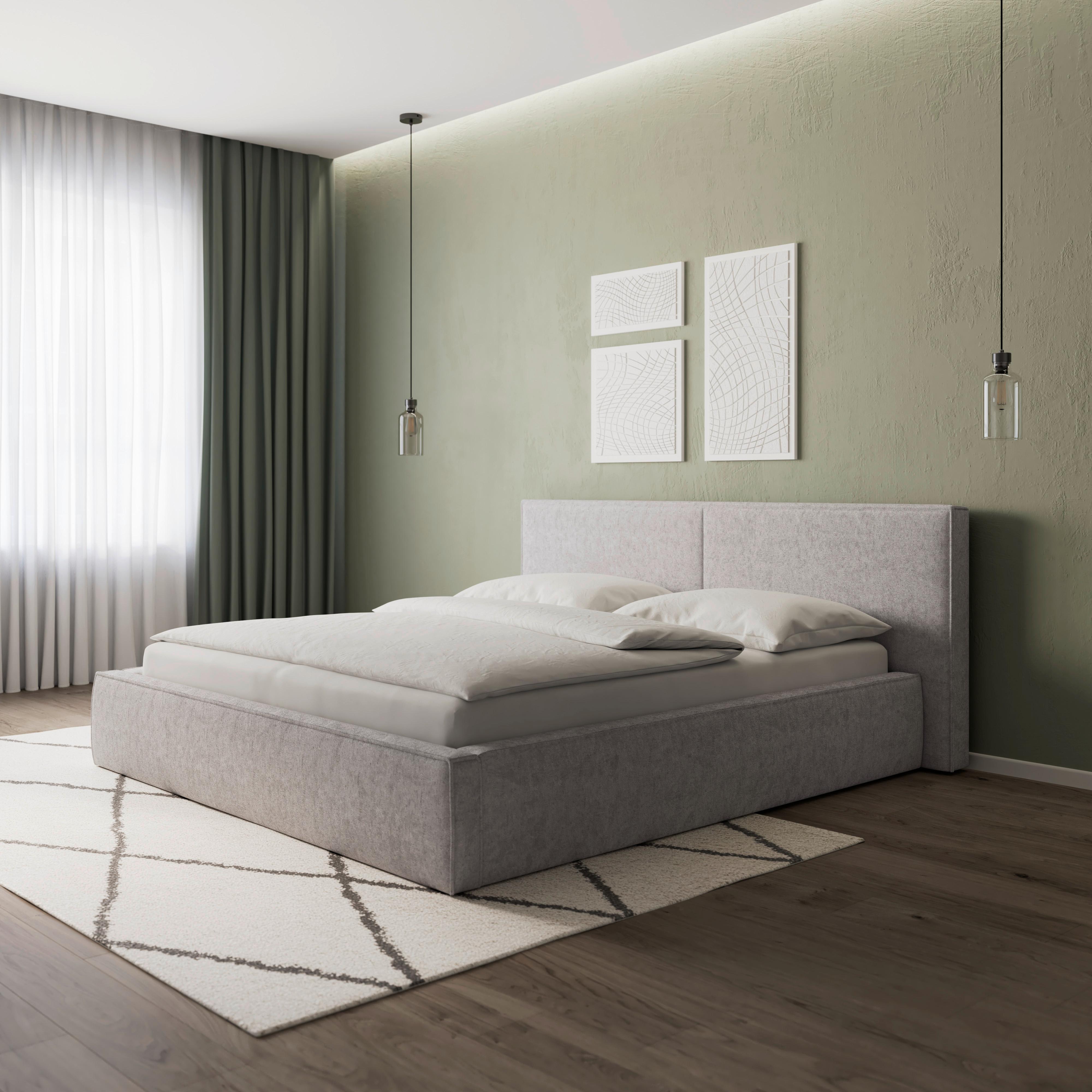 Polsterbett Serena ca. 180x200 cm Grau - Schwarz/Grau, MODERN, Holz/Holzwerkstoff (180/200cm) - Bessagi Home