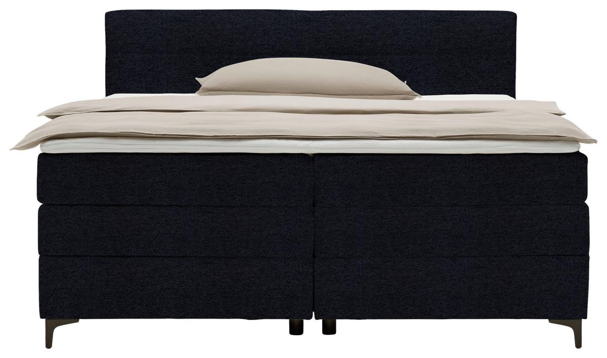 Boxspringbett Bari in Schwarz ca. 180x200cm - Schwarz, KONVENTIONELL, Textil/Metall (180/200cm) - Mömax