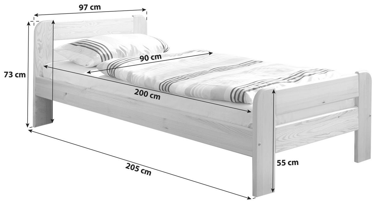 Postelja Bert, Bor, Masivno, 90x200 - barve bora, Natur, les (90/200cm) - MID.YOU