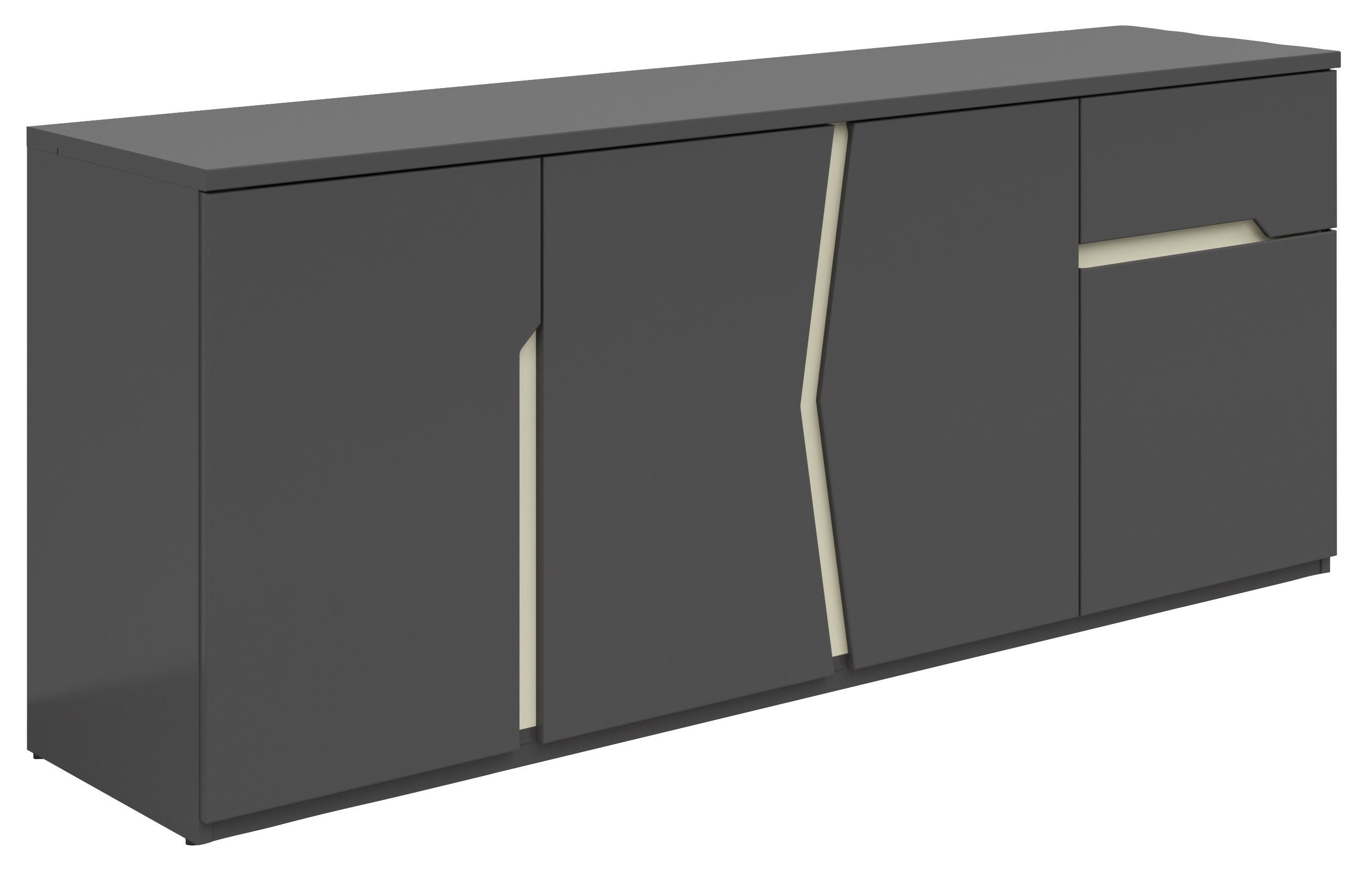 Lowboard Manhatten in Grau/Graphitfarben - Graphitfarben/Schwarz, MODERN, Holzwerkstoff/Kunststoff (164/69/42cm) - Premium Living