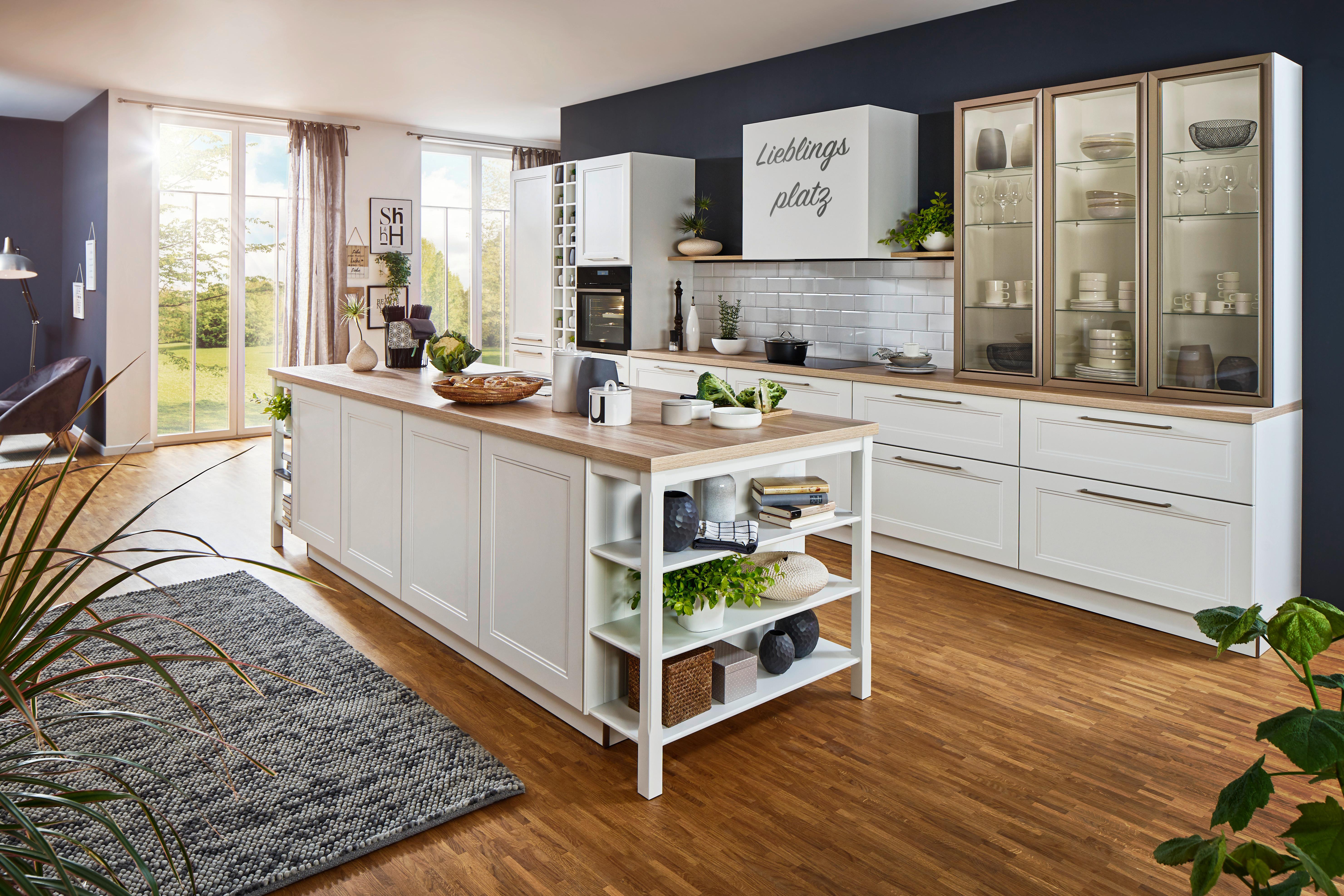 Einbauküche Windsor Lack in Weiß - Weiß, ROMANTIK / LANDHAUS, Holzwerkstoff - Nolte Küchen