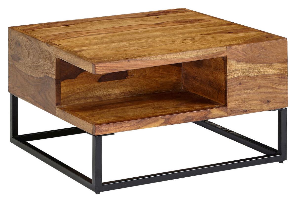 Klubska Miza Wohnling - črna/barve indijskega rožnega lesa, Moderno, kovina/les (60/60/34,5cm) - MID.YOU