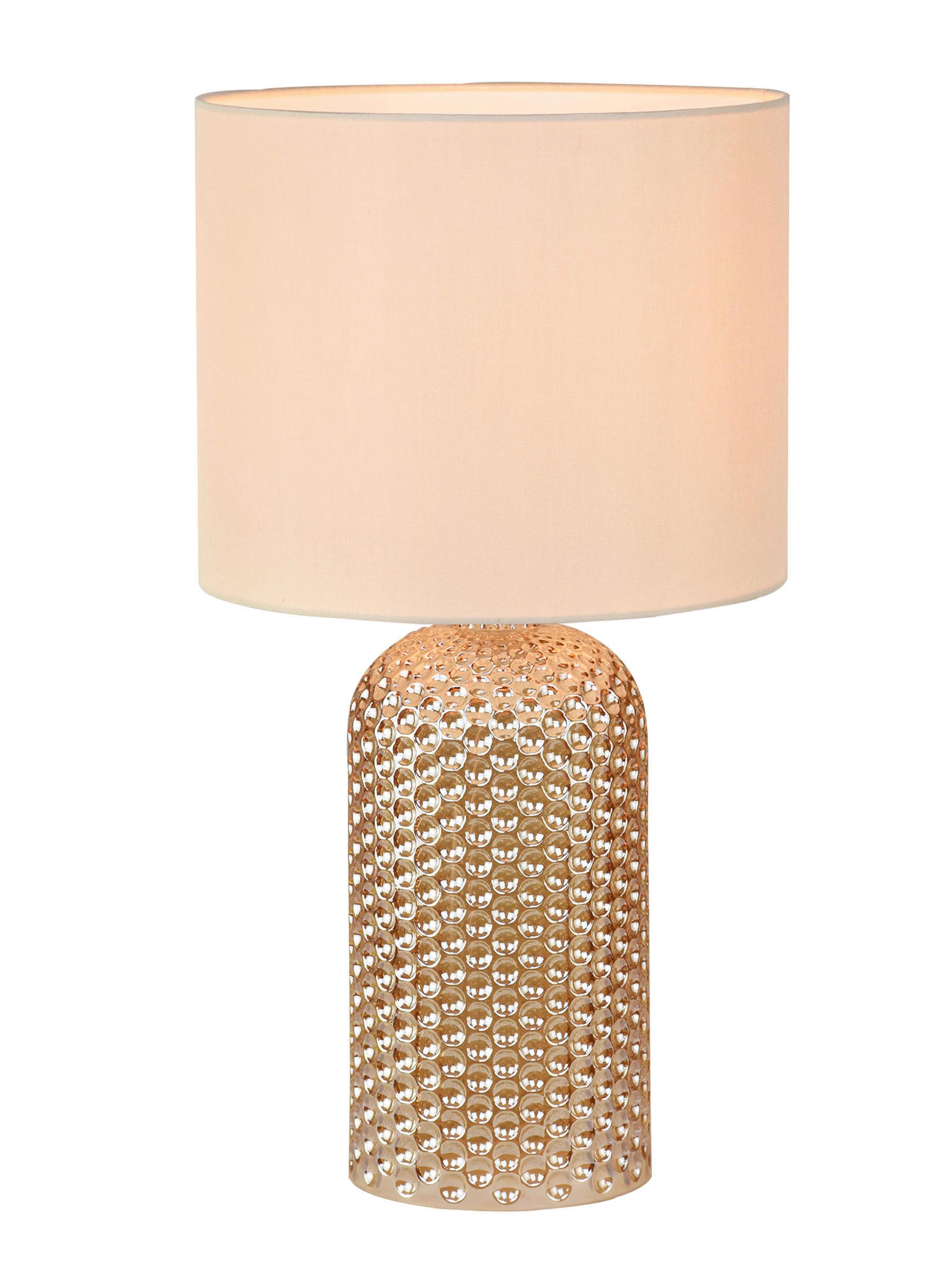 Tischleuchte Kristalya Champagner max. 60 Watt - Champagner, Basics, Glas/Textil (26,5/26,5/50cm)
