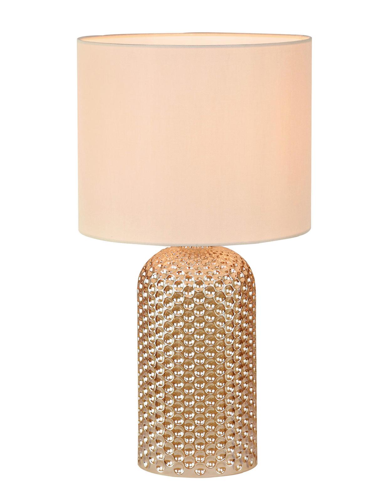 Tischleuchte Kristalya Champagner max. 60 Watt - Champagner, Basics, Glas/Textil (26,5/26,5/50cm)