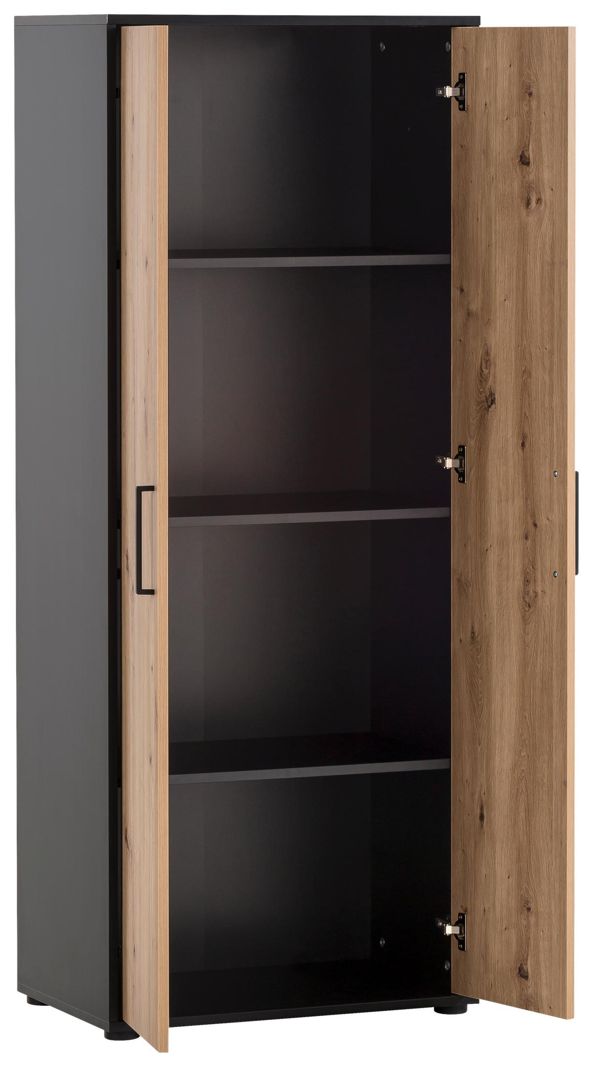 Aktenschrank Aino H650 2T Schwarz/Eiche Artisan - Schwarz/Eiche Artisan, MODERN, Holzwerkstoff (65,1/163,6/41cm) - MID.YOU