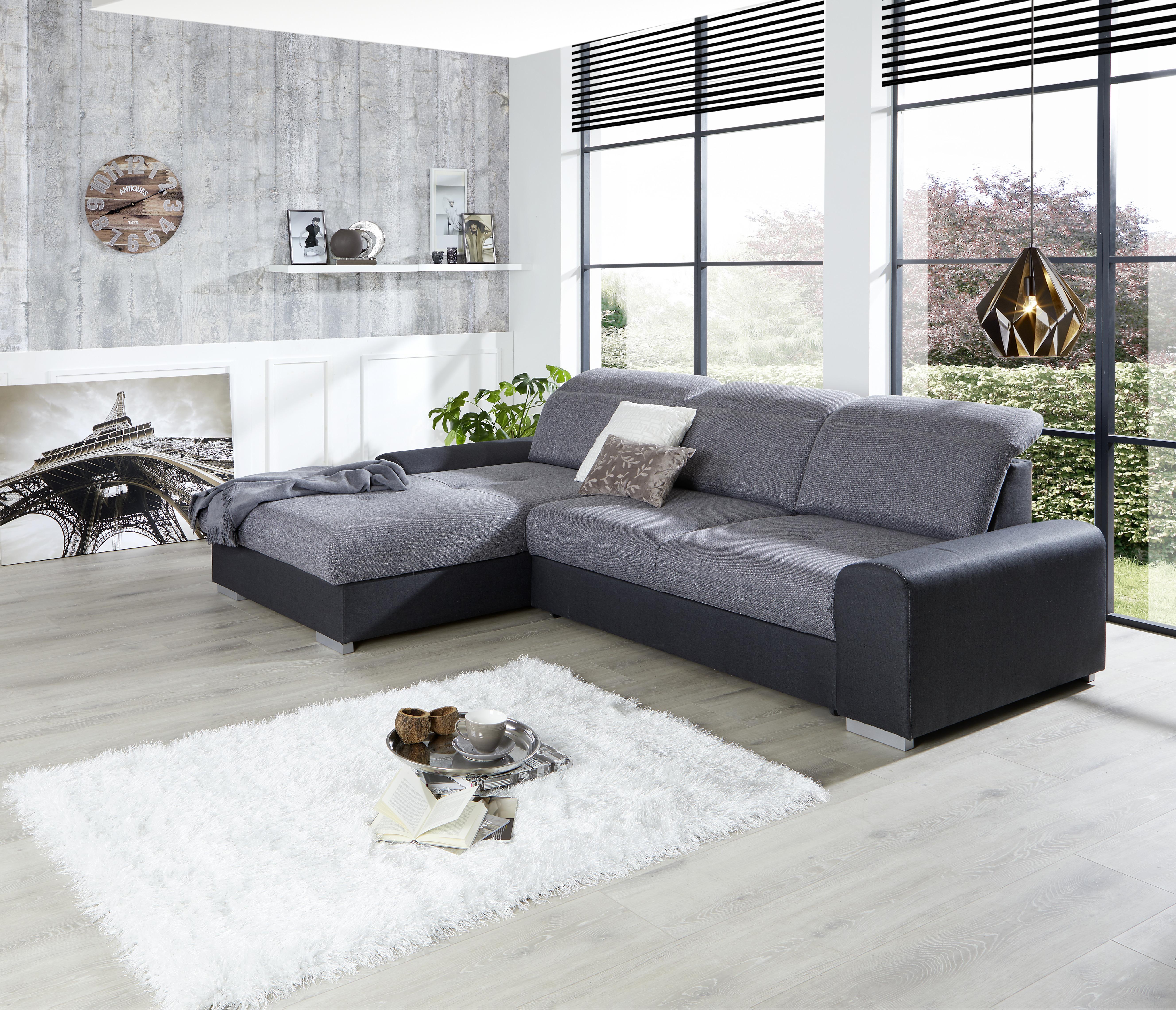 Sjedeća Garnitura Malaga - siva/boje grafita, Konventionell, tekstil/drvo (203/286cm) - Modern Living