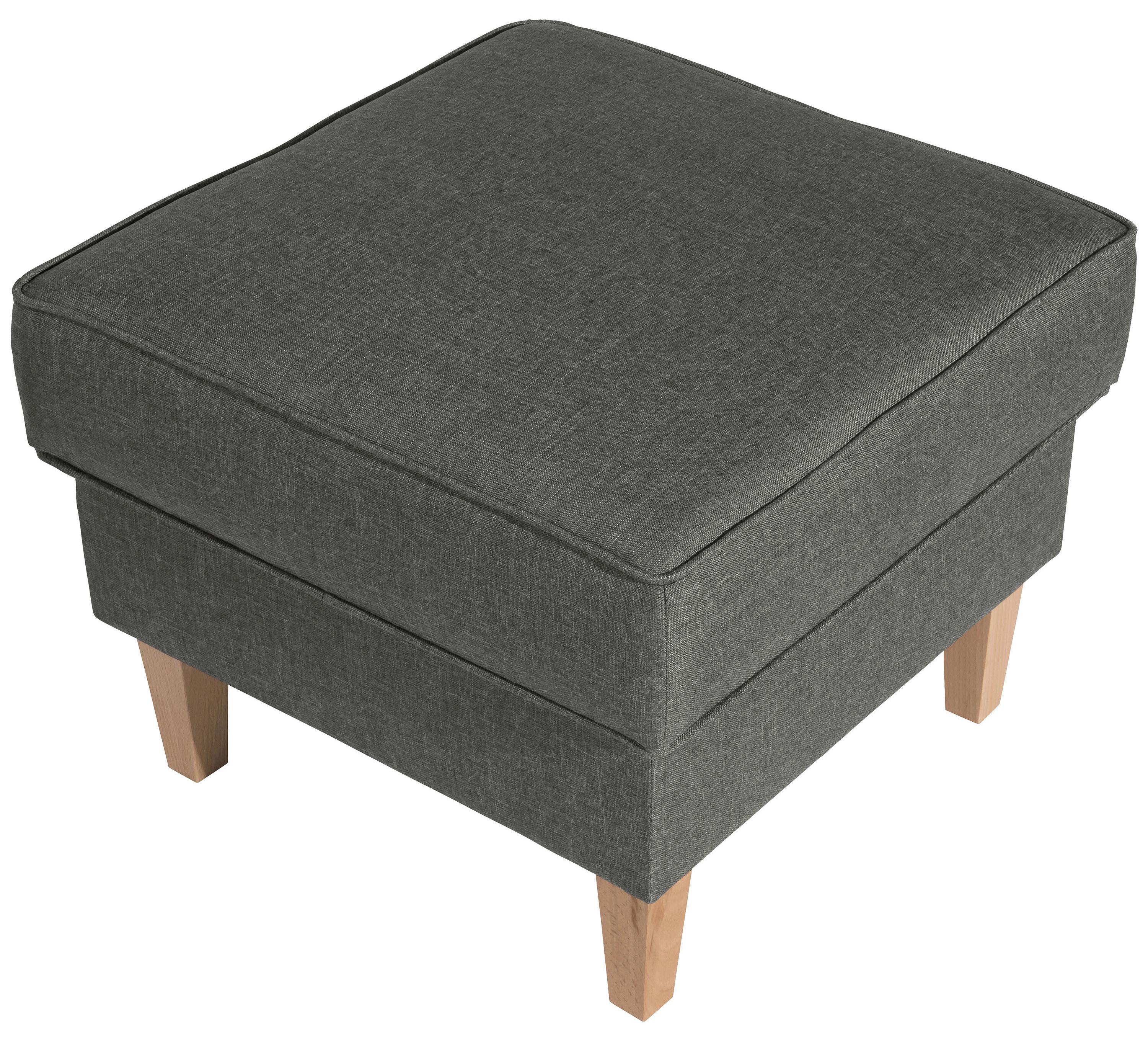 Hocker Lorris Hellgrau Flachgewebe - Buchefarben/Hellgrau, Design, Holz/Textil (53/45/53cm) - Max Winzer