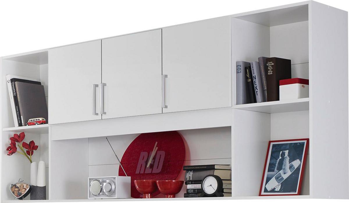 Regal Tamino, Bela - bela/barve aluminija, Konvencionalno, umetna masa/leseni material (213/82/44cm) - Xora