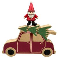 Dekowagen Santa Grün/Rot/Naturfarben - Rot/Naturfarben, Konventionell, Holzwerkstoff/Kunststoff (14/13,5/1,5cm) - Mömax