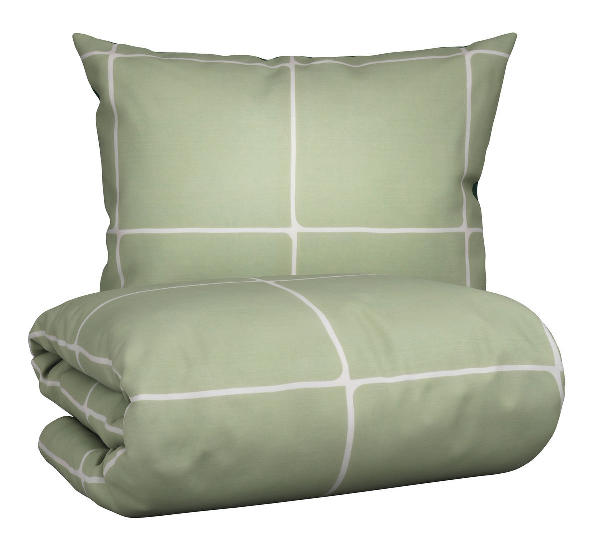 LINGE DE LIT LINNEA WENDE - Waldgrün/Weiss, Modern, Textil (160/210cm) - Modern Living