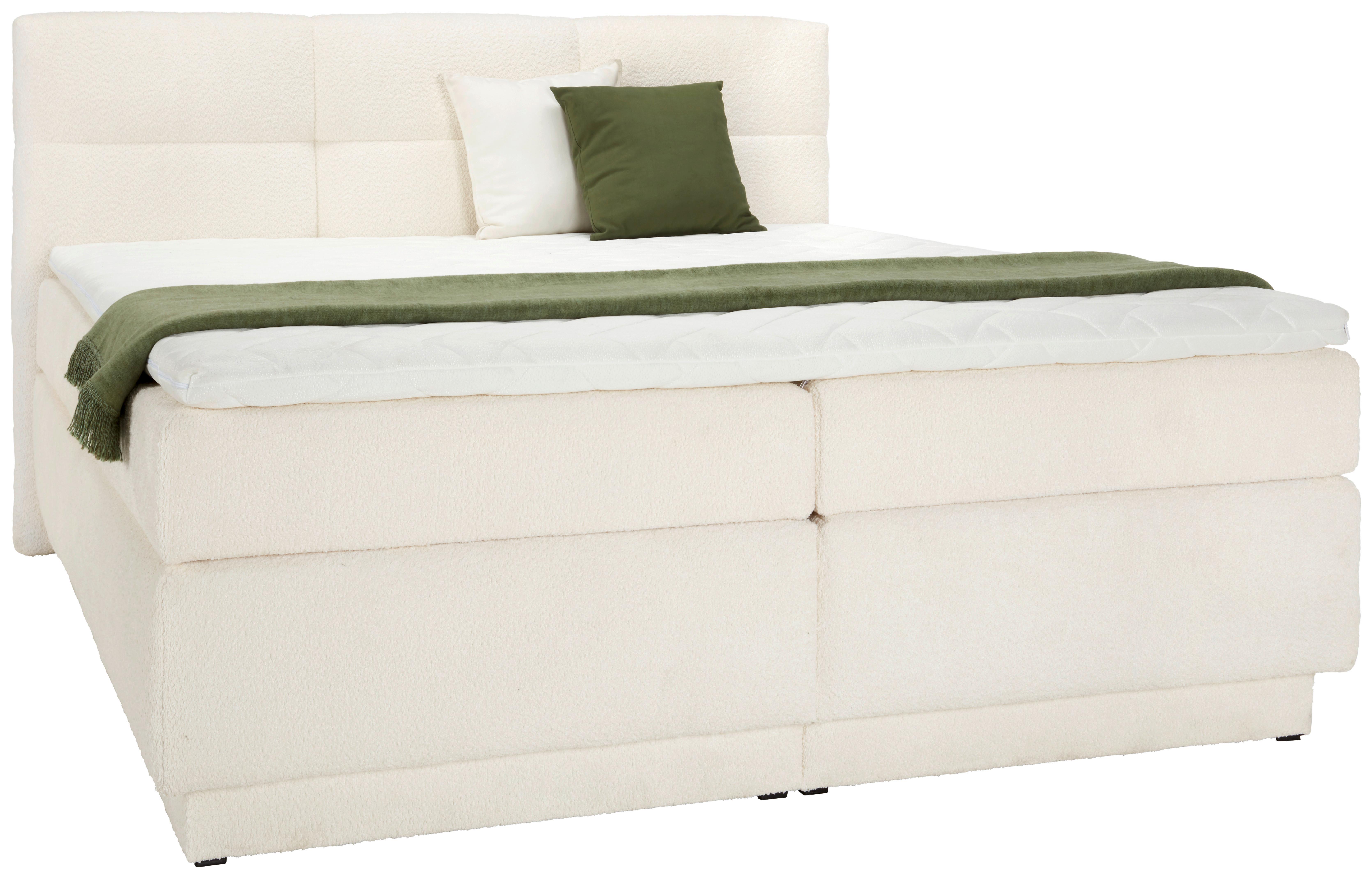 Boxspringbett in Weiss ca. 160x200cm - Weiss/Schwarz, Konventionell, Holzwerkstoff/Kunststoff (160/200cm) - Premium Living