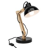 Schreibtischleuchte Moda Schwarz max. 25 Watt - Schwarz, Natur, Holz/Metall (41,5/16/32cm) - Brilliant