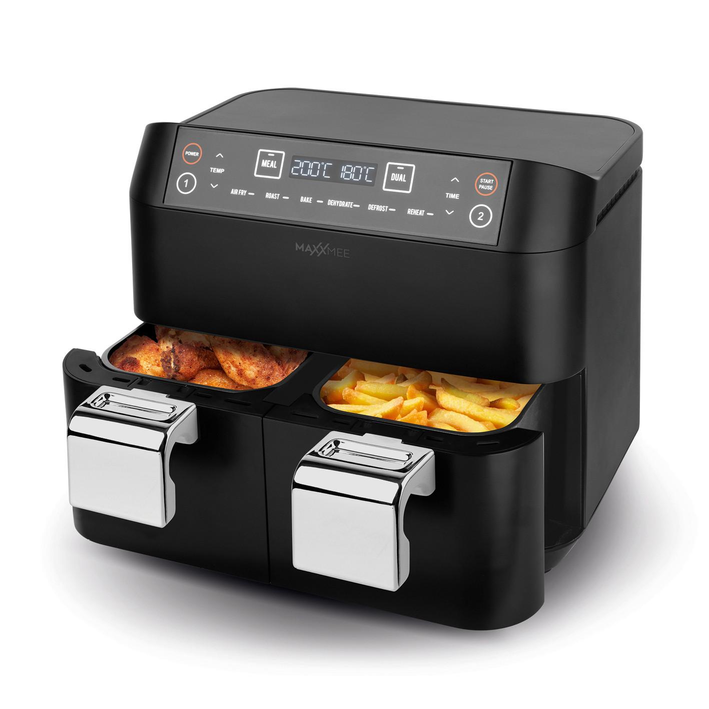 Heißluftfritteuse Maxxmee Schwarz max. 2400 Watt - Silberfarben/Schwarz, Basics, Kunststoff/Metall (39,2/35/33,5cm)